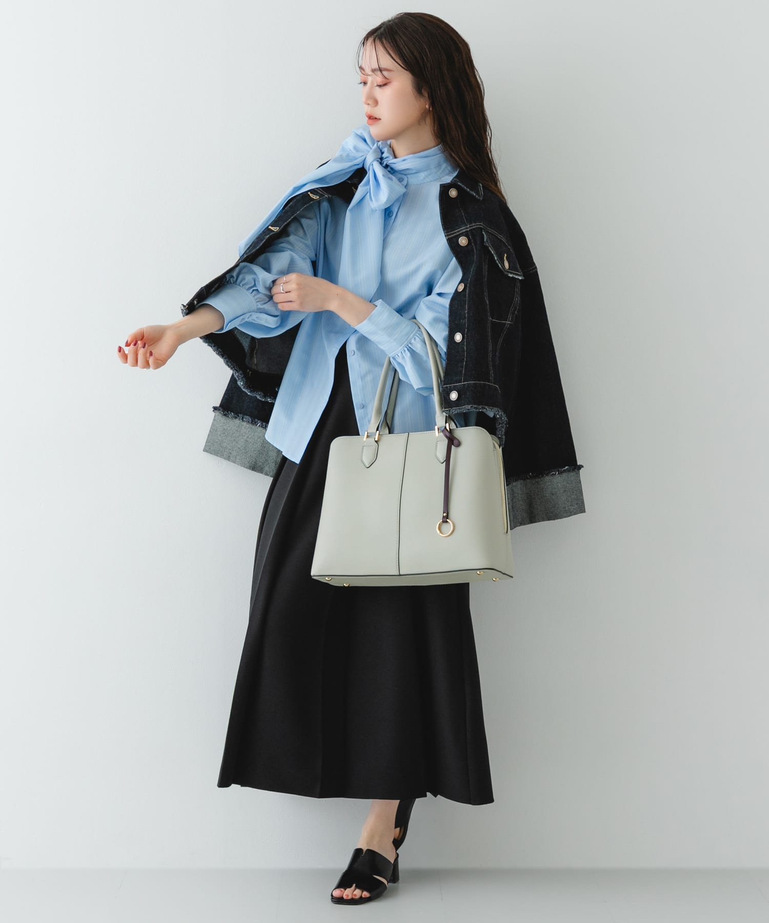 センターステッチトートバッグ LIGHT GRAY one