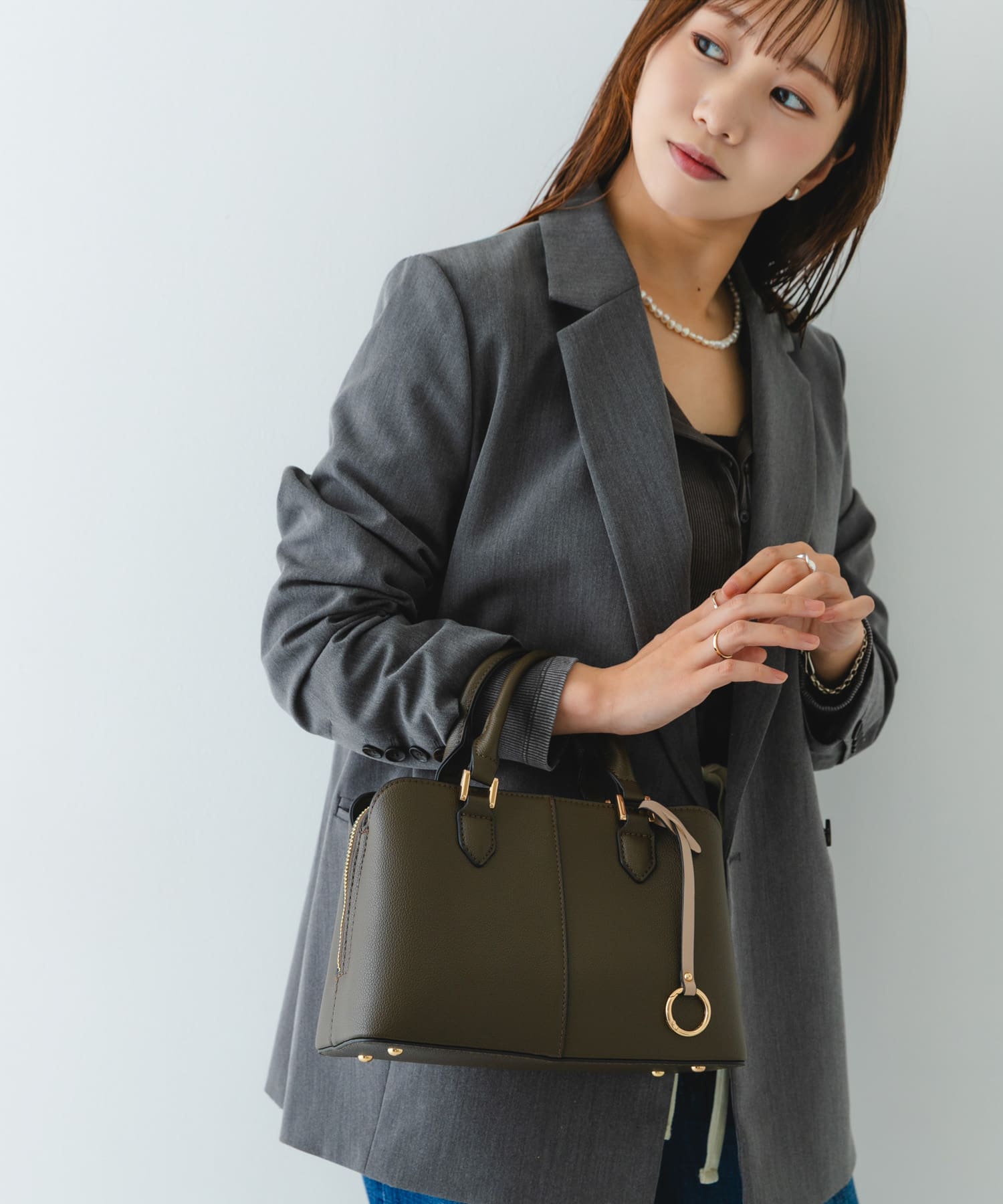 センターステッチハンドバッグ TAUPE one