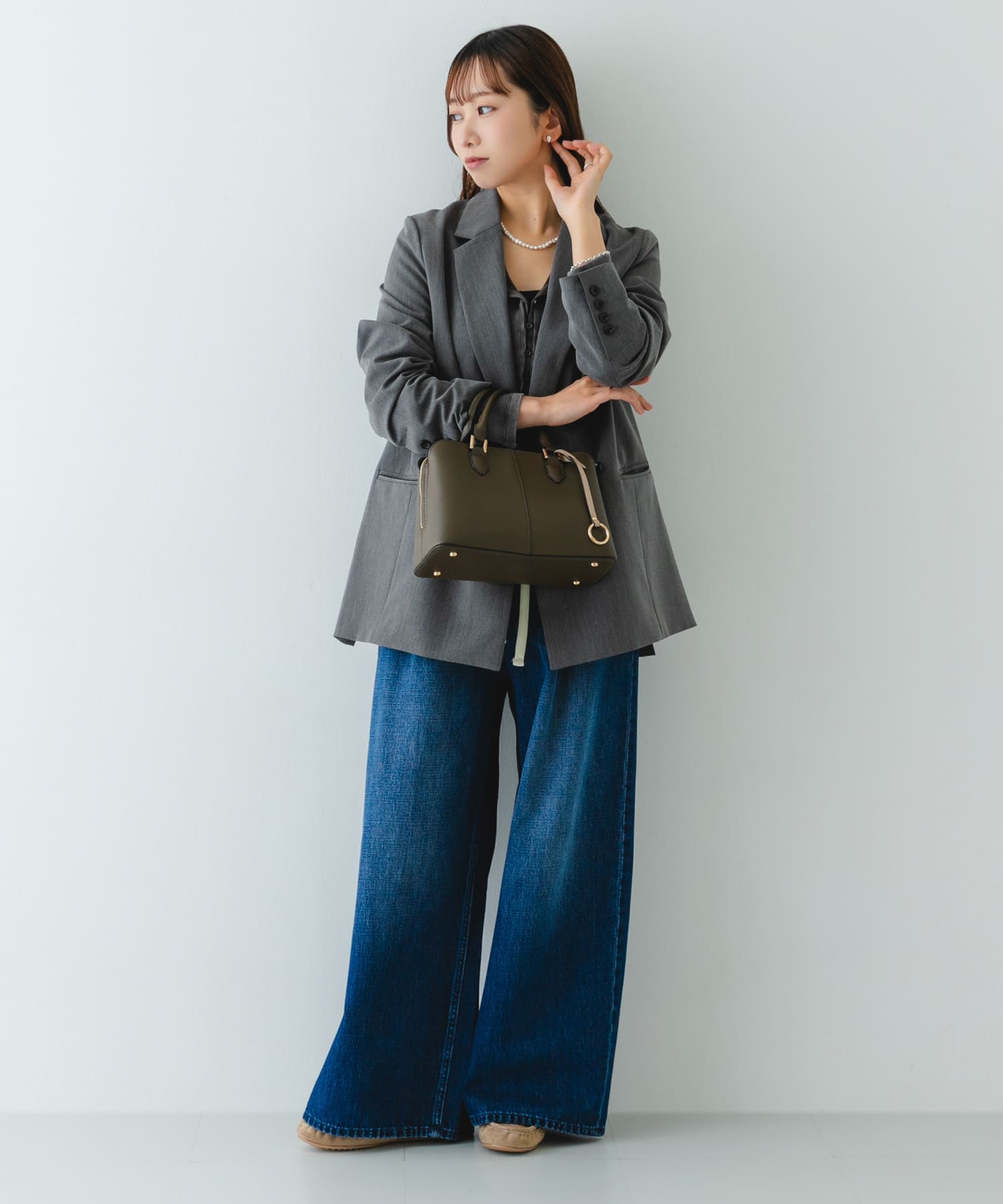 センターステッチハンドバッグ TAUPE one