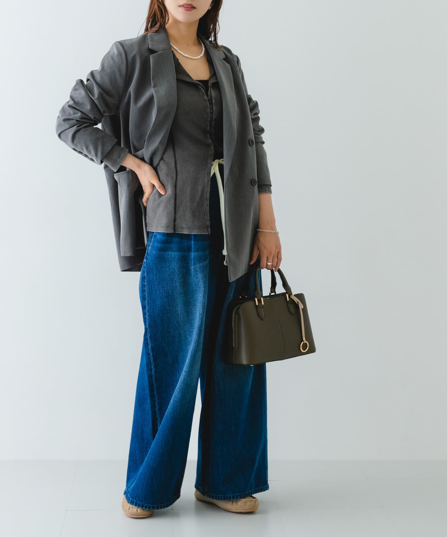 センターステッチハンドバッグ TAUPE one