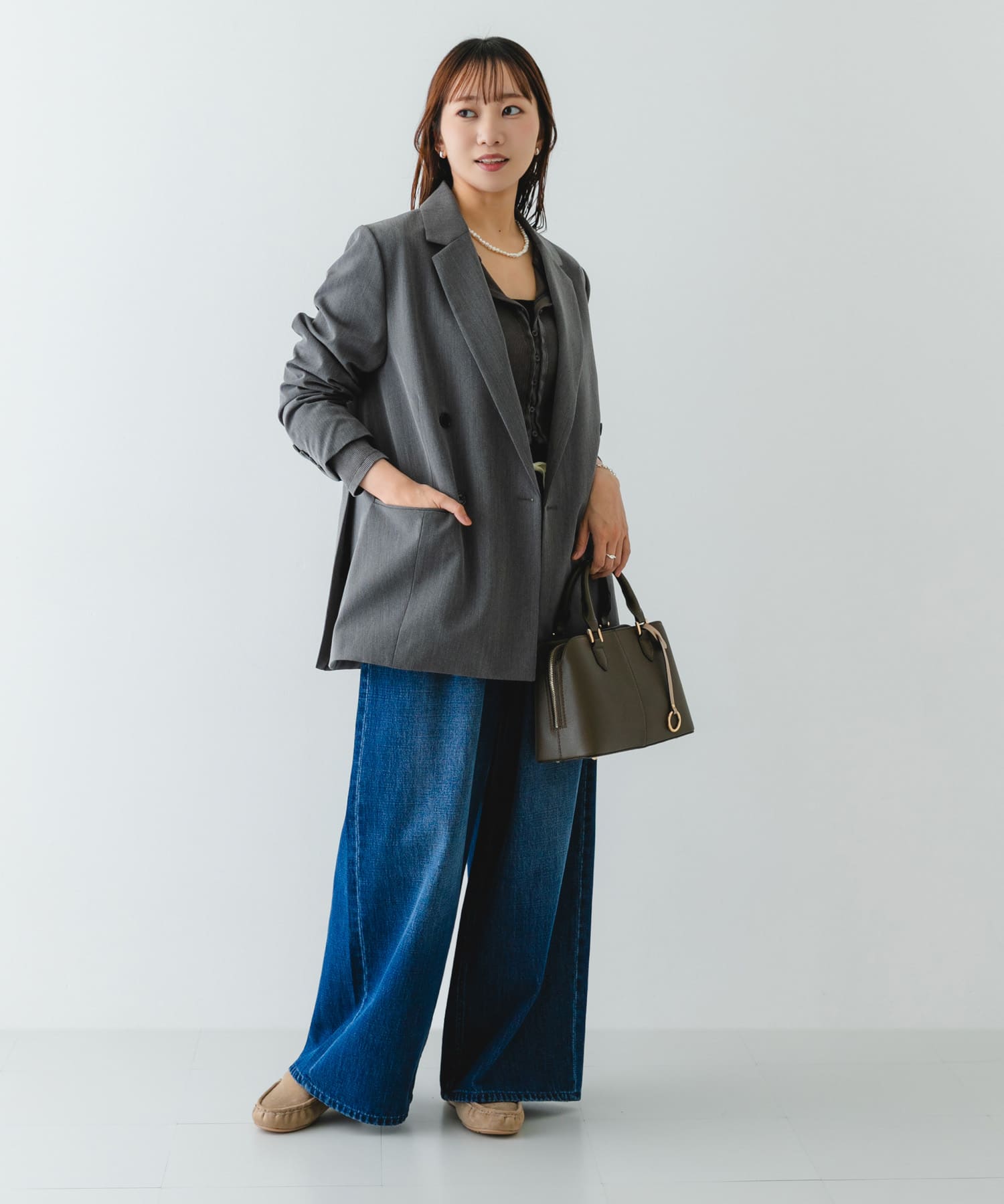 センターステッチハンドバッグ TAUPE one