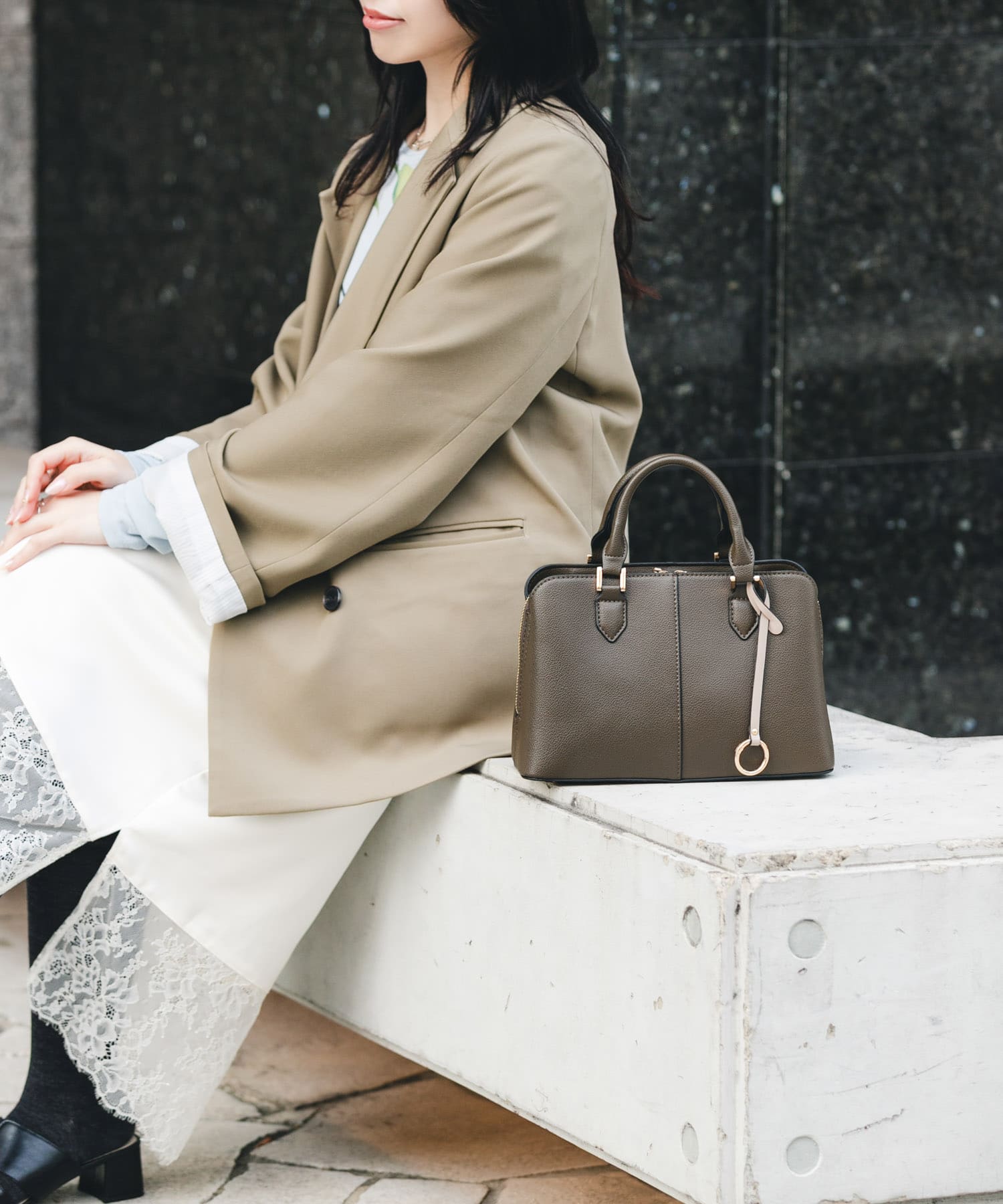 センターステッチハンドバッグ TAUPE one