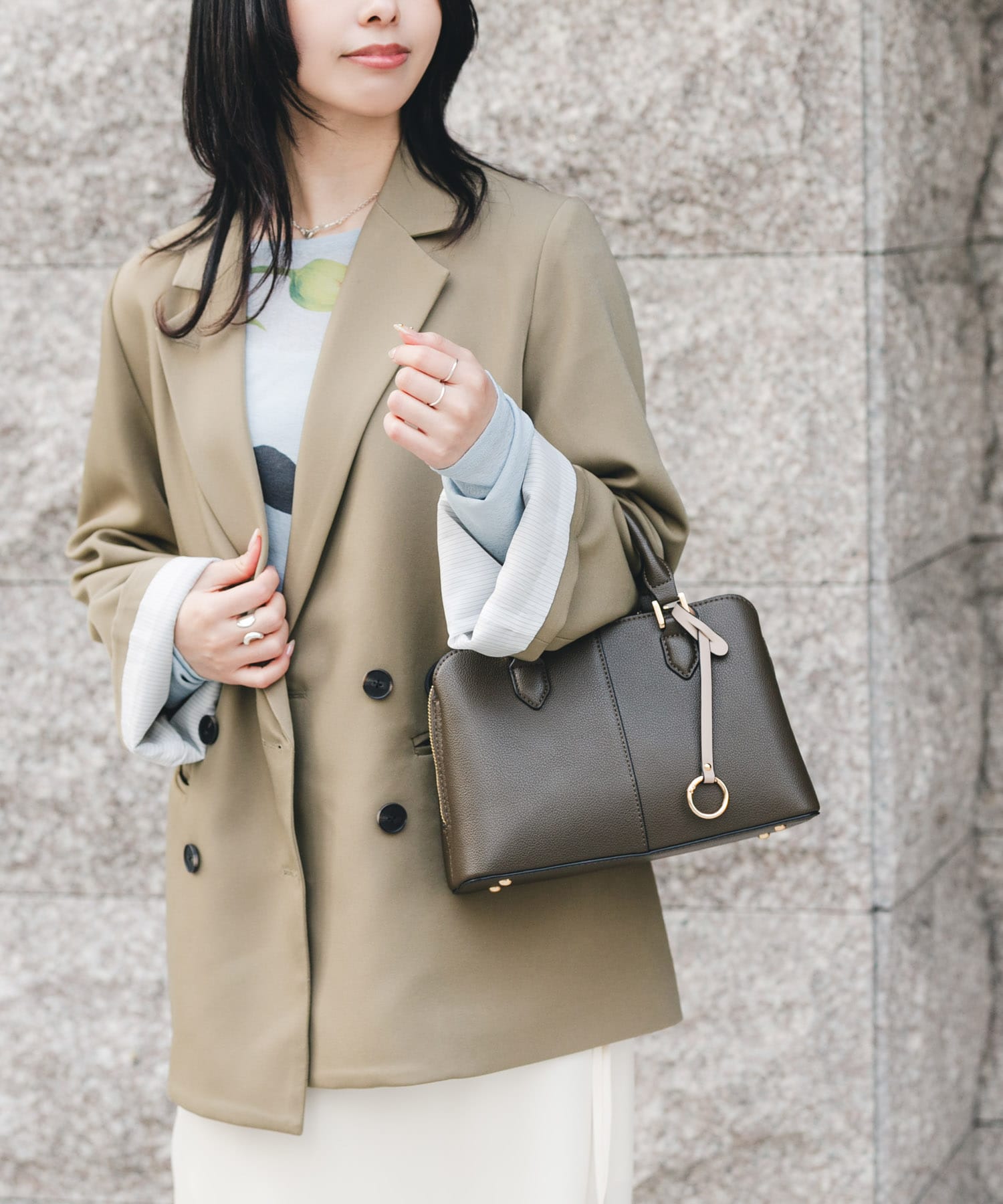 センターステッチハンドバッグ TAUPE one