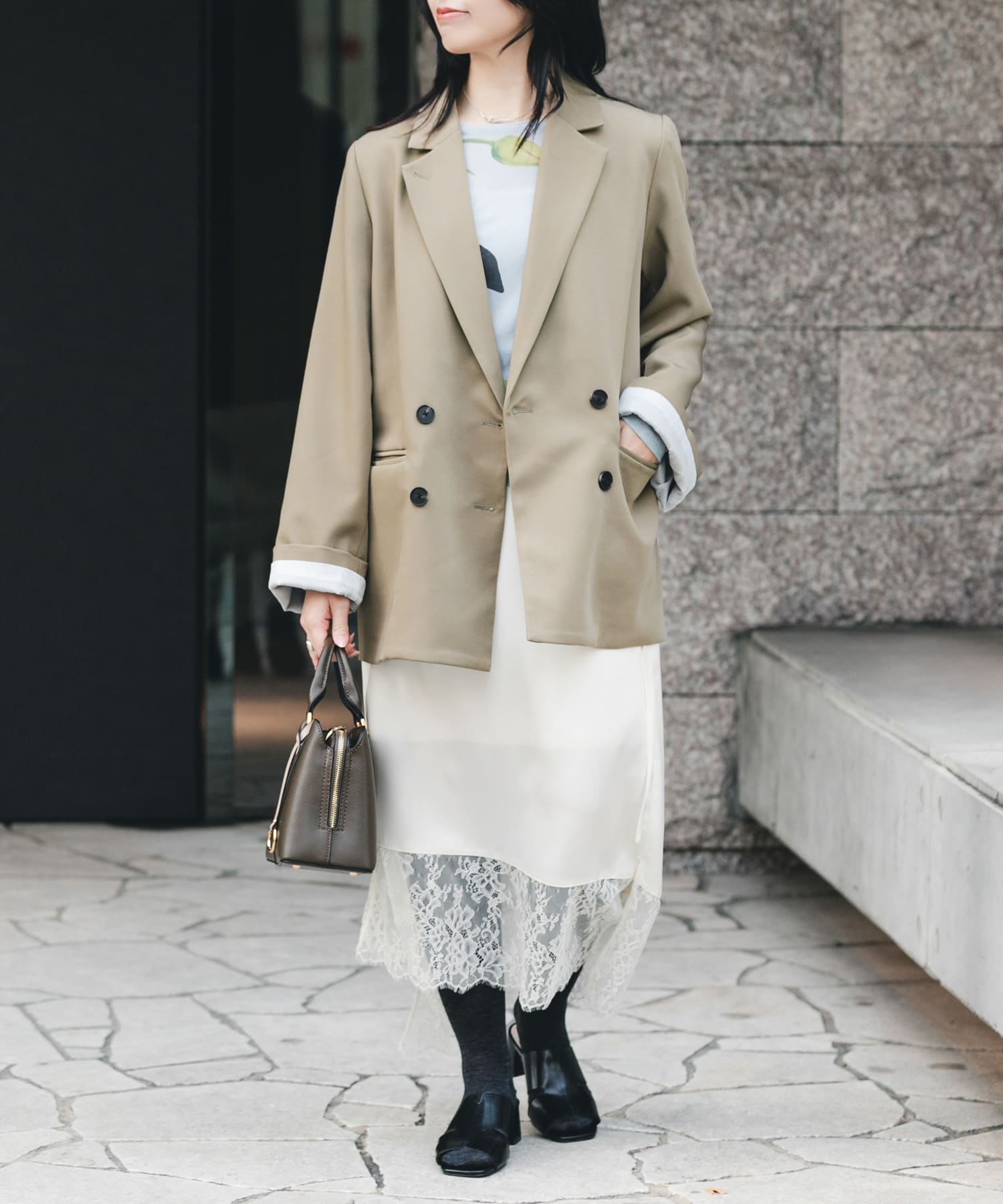 センターステッチハンドバッグ TAUPE one