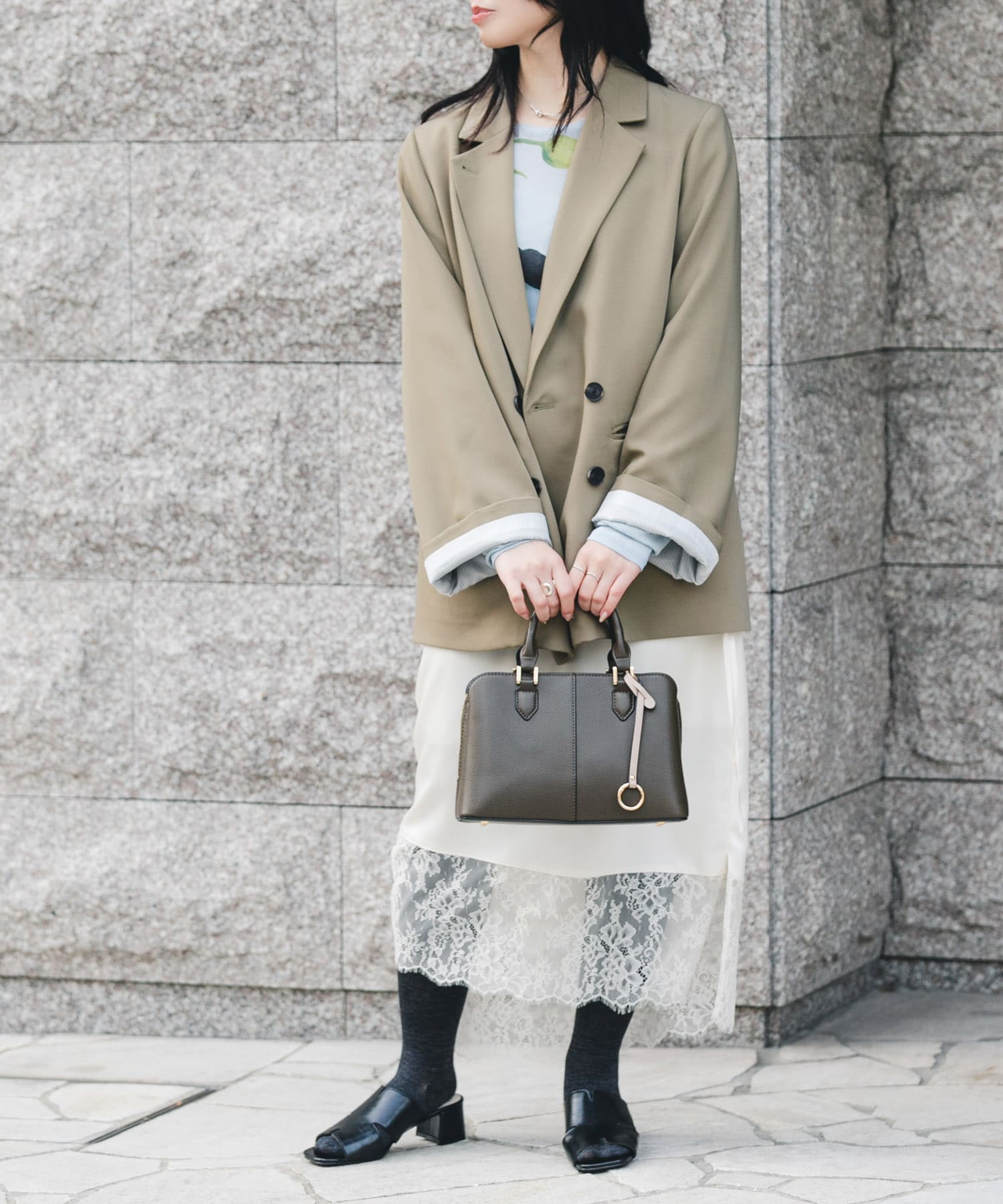 センターステッチハンドバッグ TAUPE one