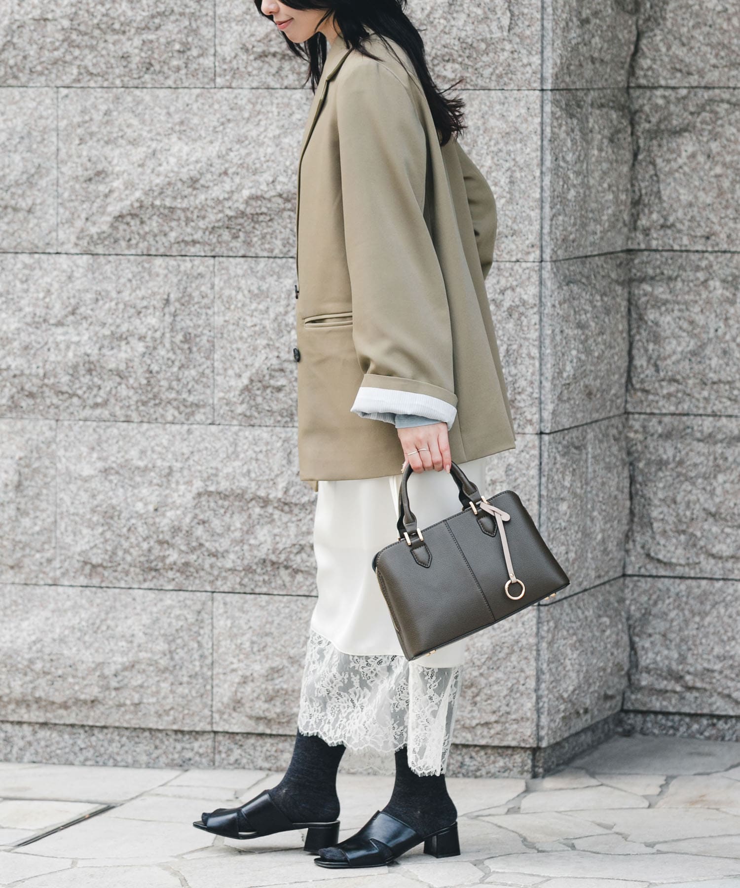 センターステッチハンドバッグ TAUPE one