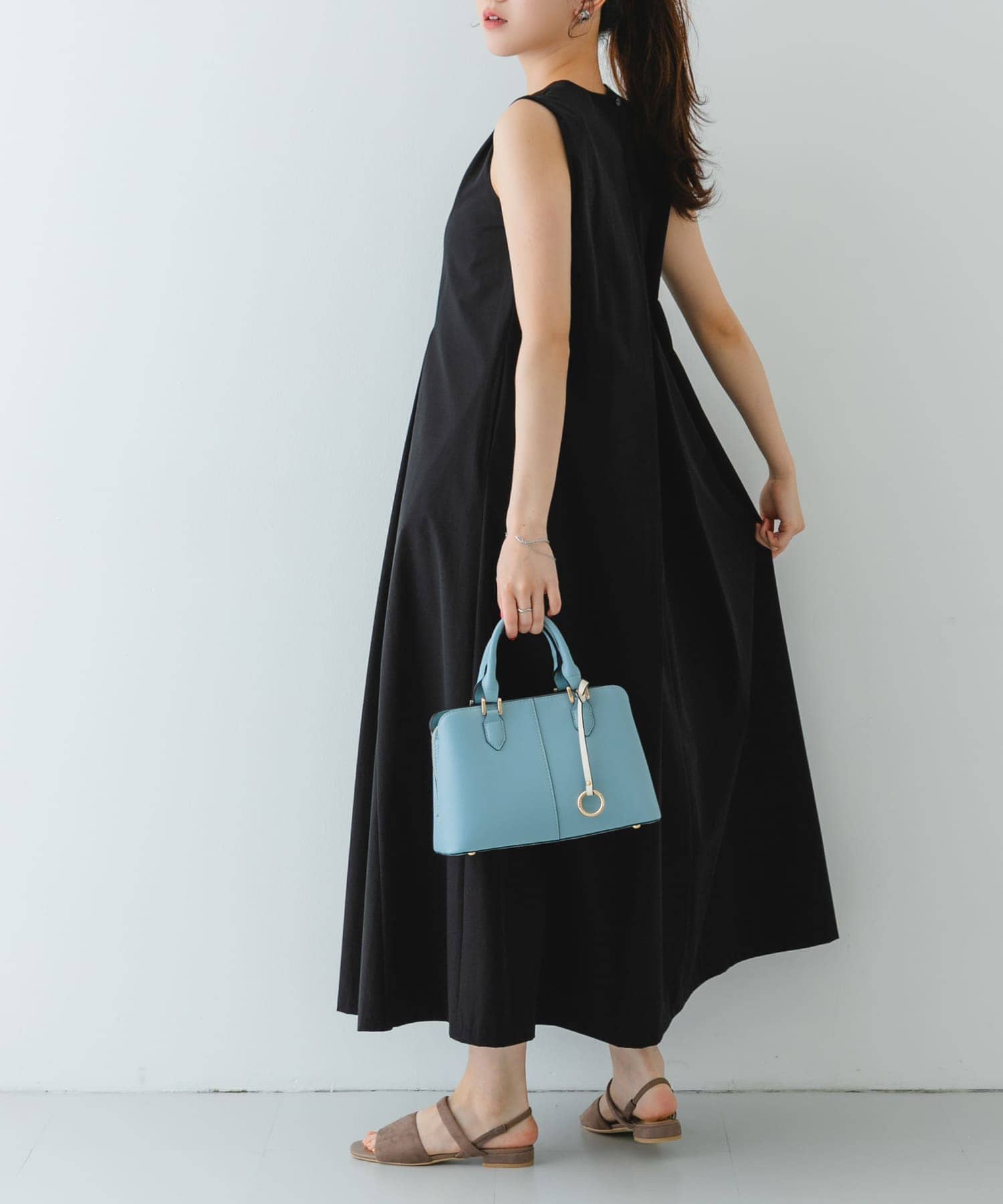 センターステッチハンドバッグ SAX one