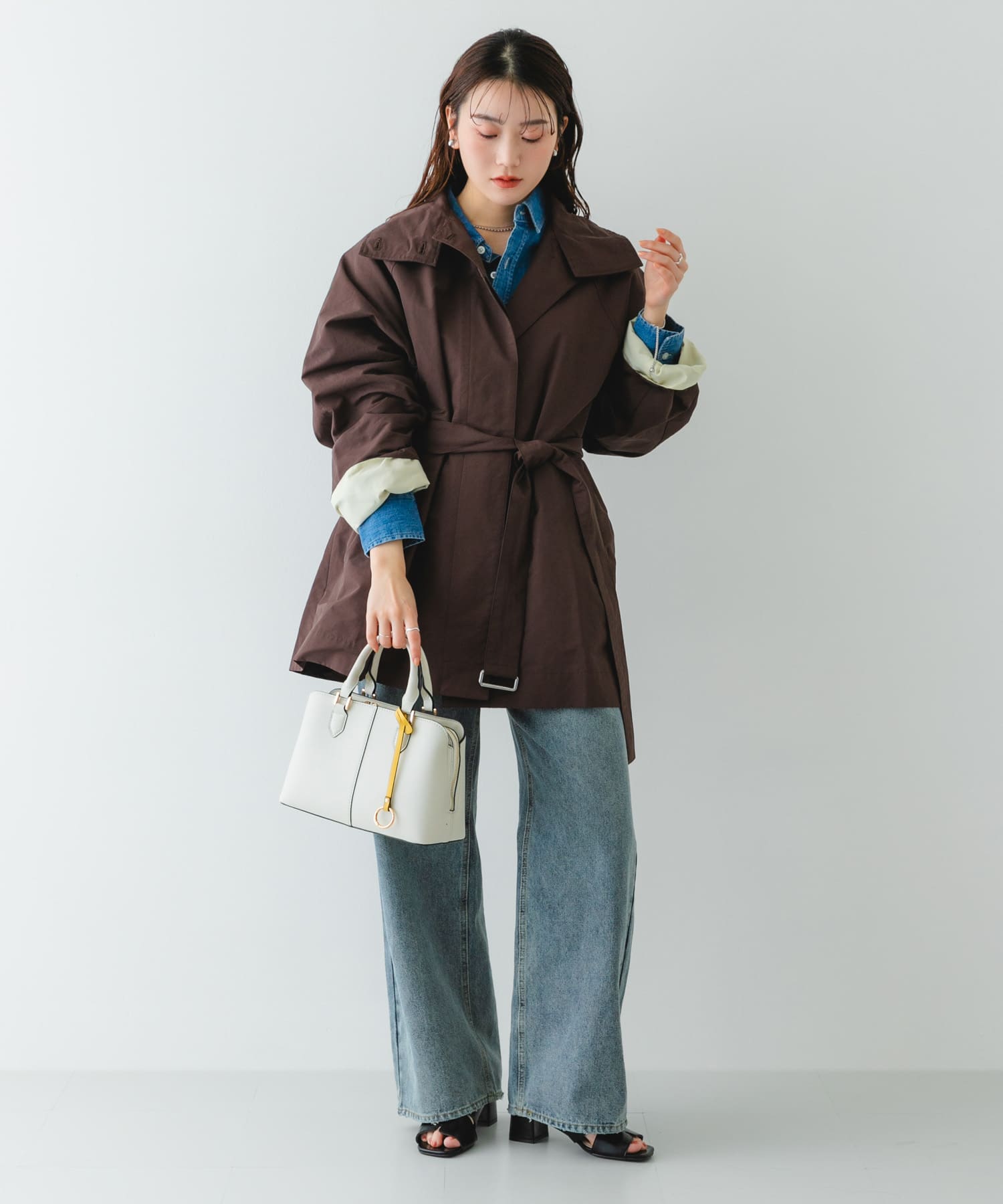 センターステッチハンドバッグ MILK one