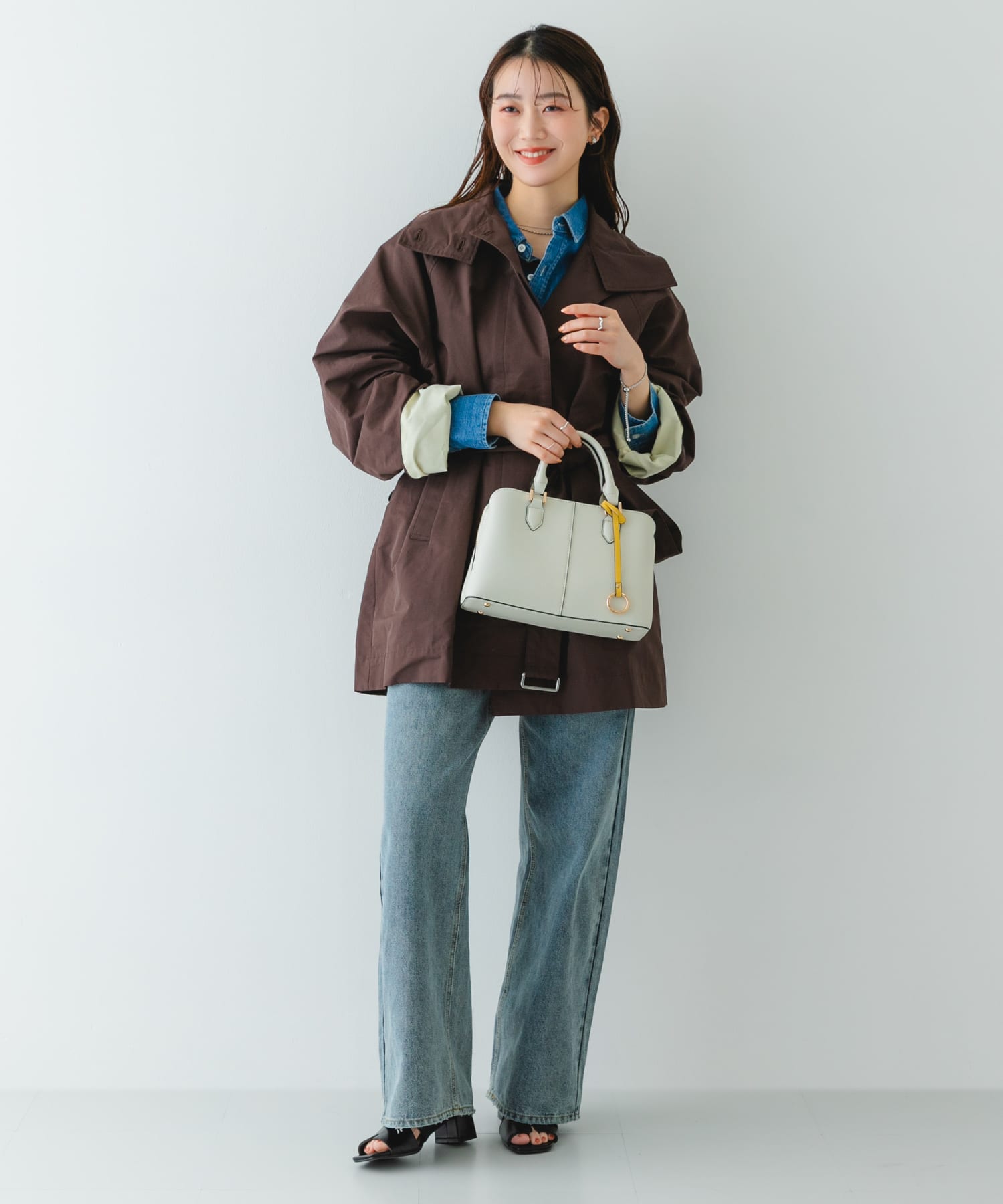 センターステッチハンドバッグ MILK one