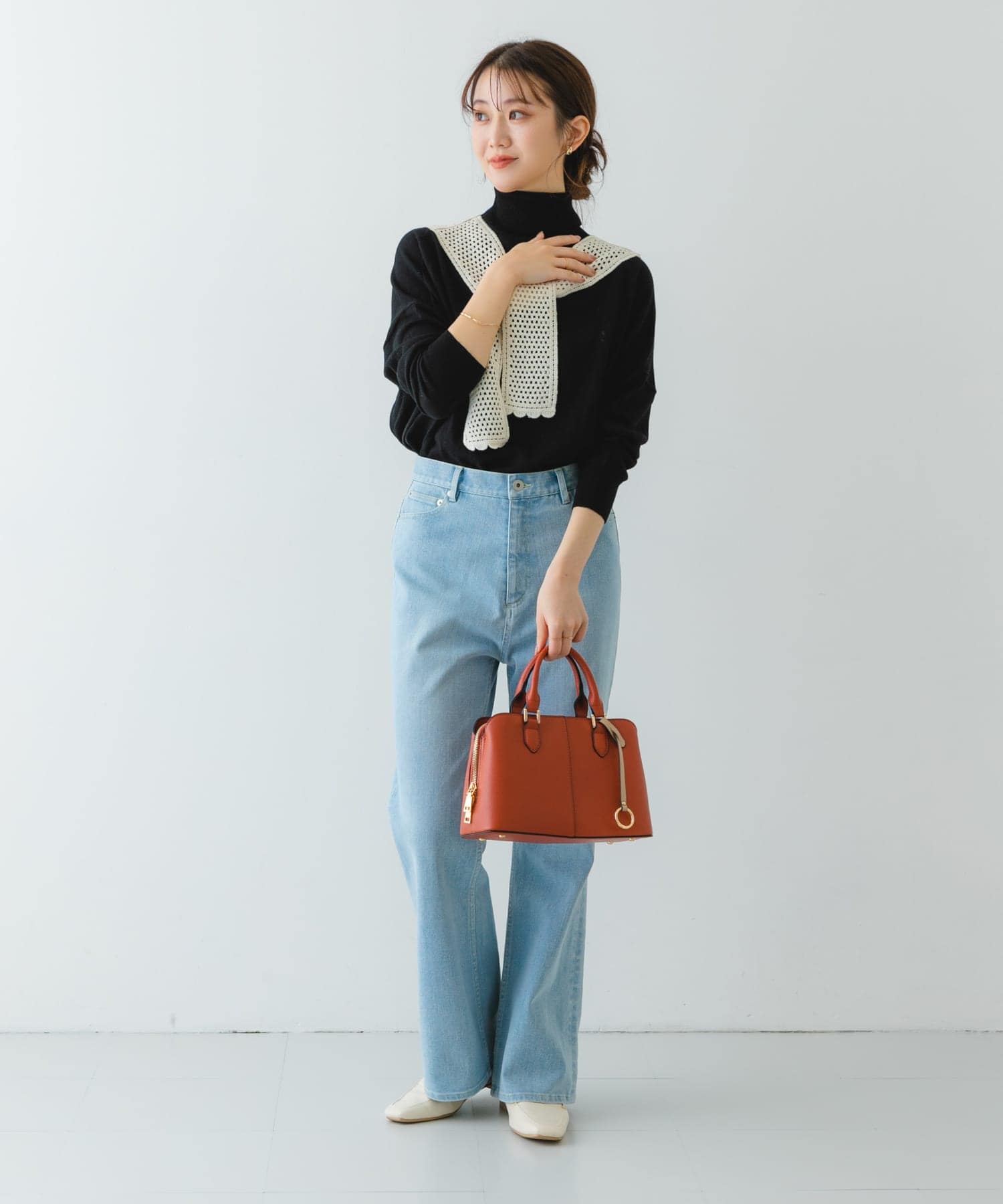 センターステッチハンドバッグ ORANGE one