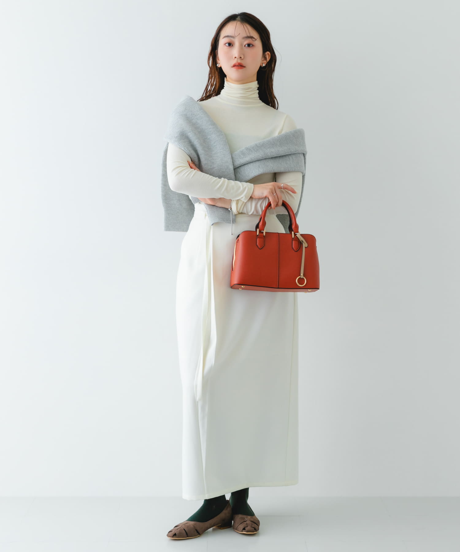 センターステッチハンドバッグ ORANGE one