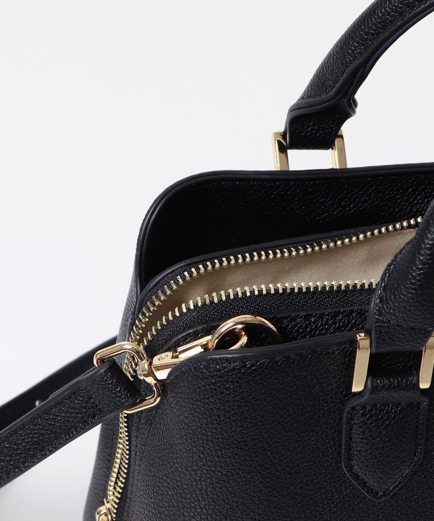 センターステッチハンドバッグ BLACK one