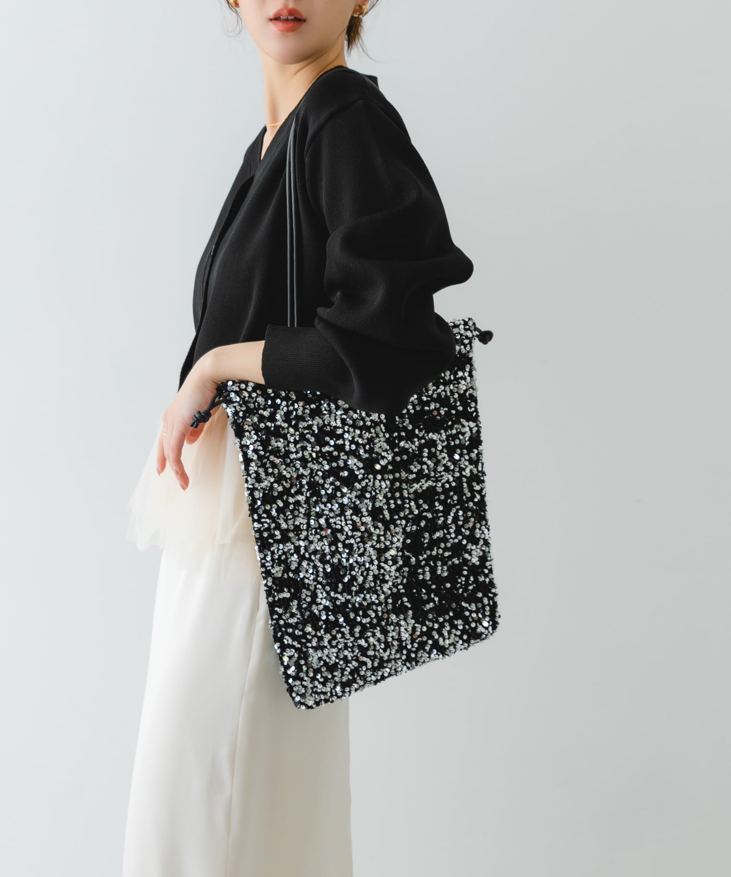 スパンコールドロストトートバッグ SILVER one