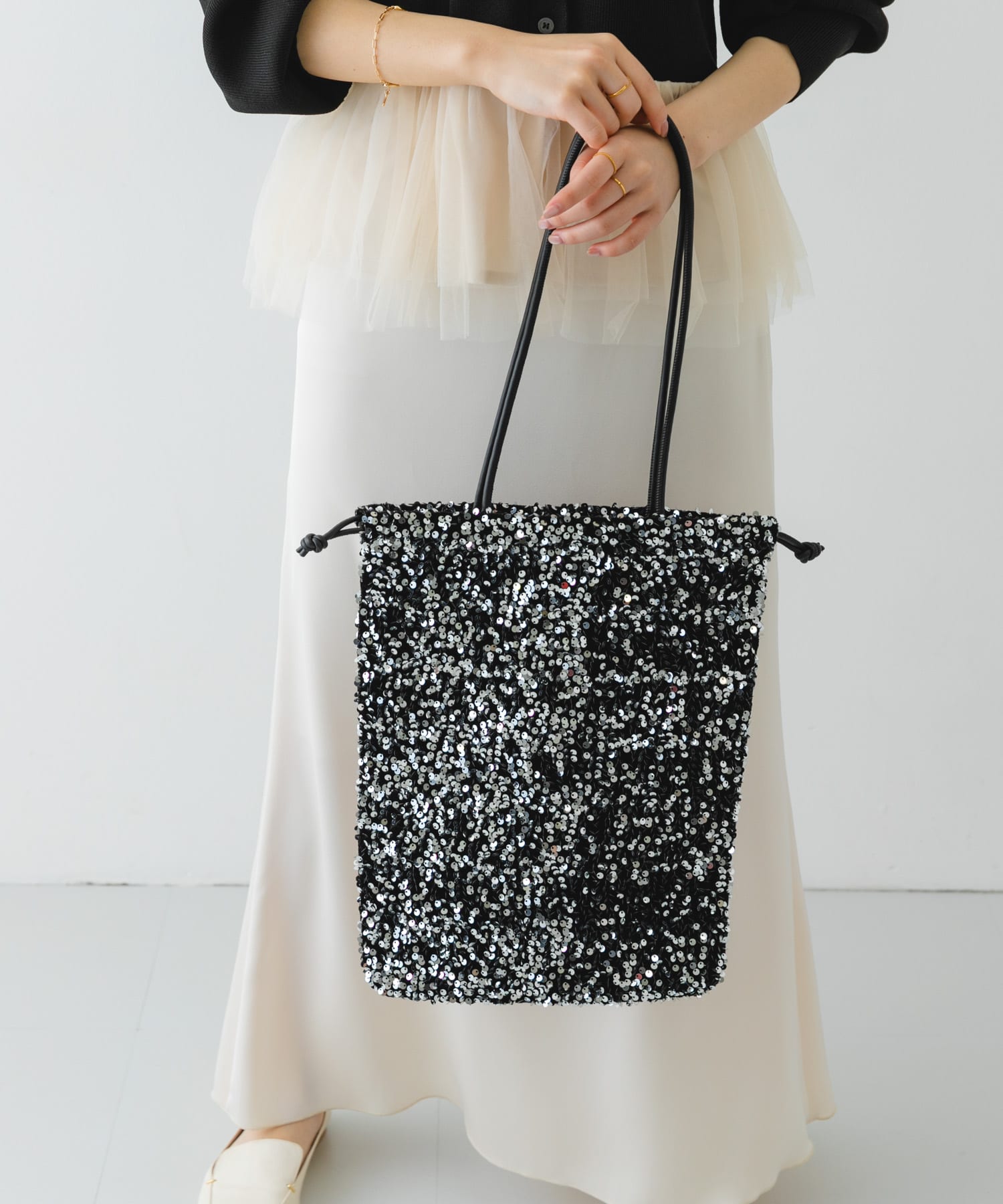 スパンコールドロストトートバッグ SILVER one