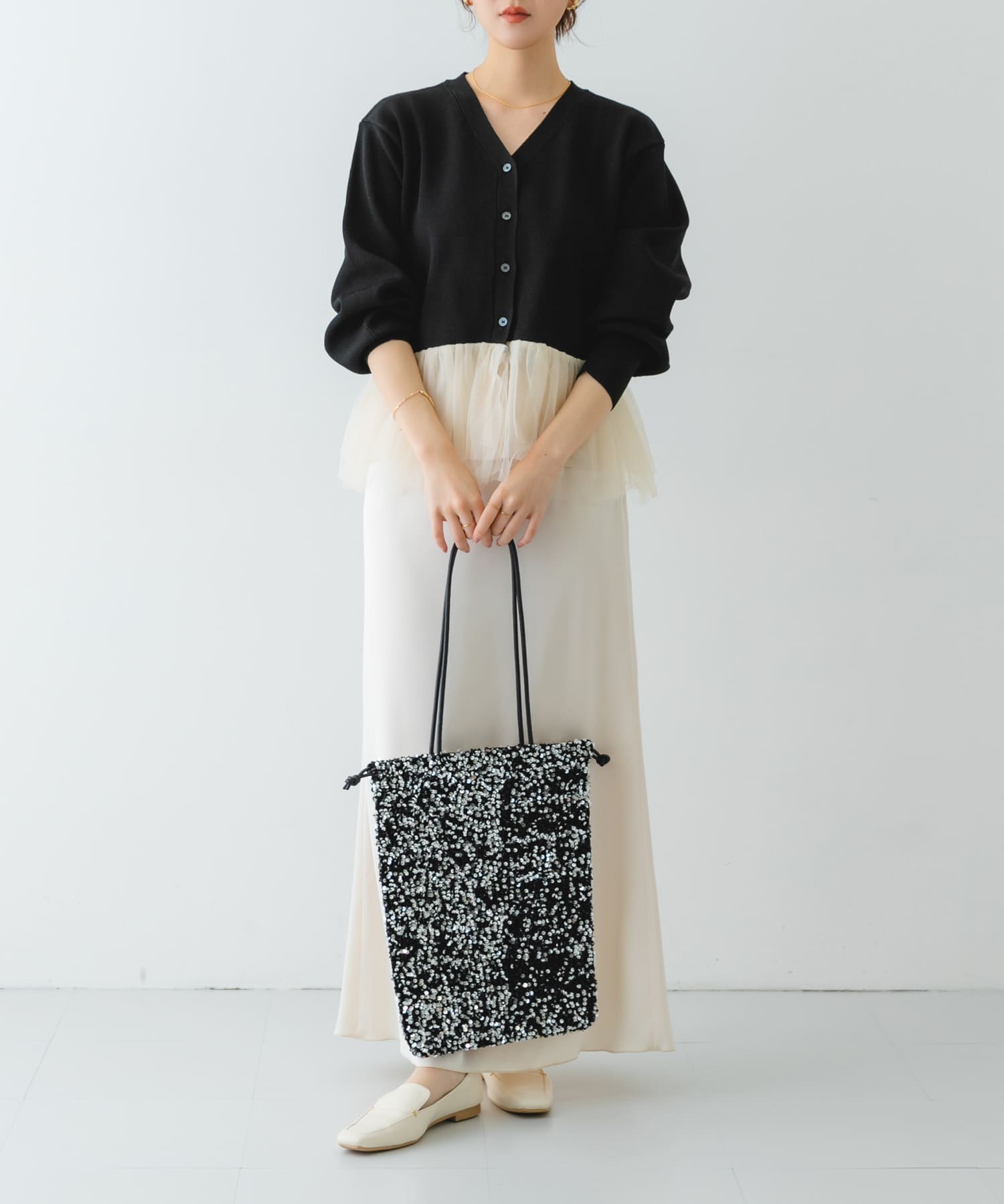 スパンコールドロストトートバッグ SILVER one