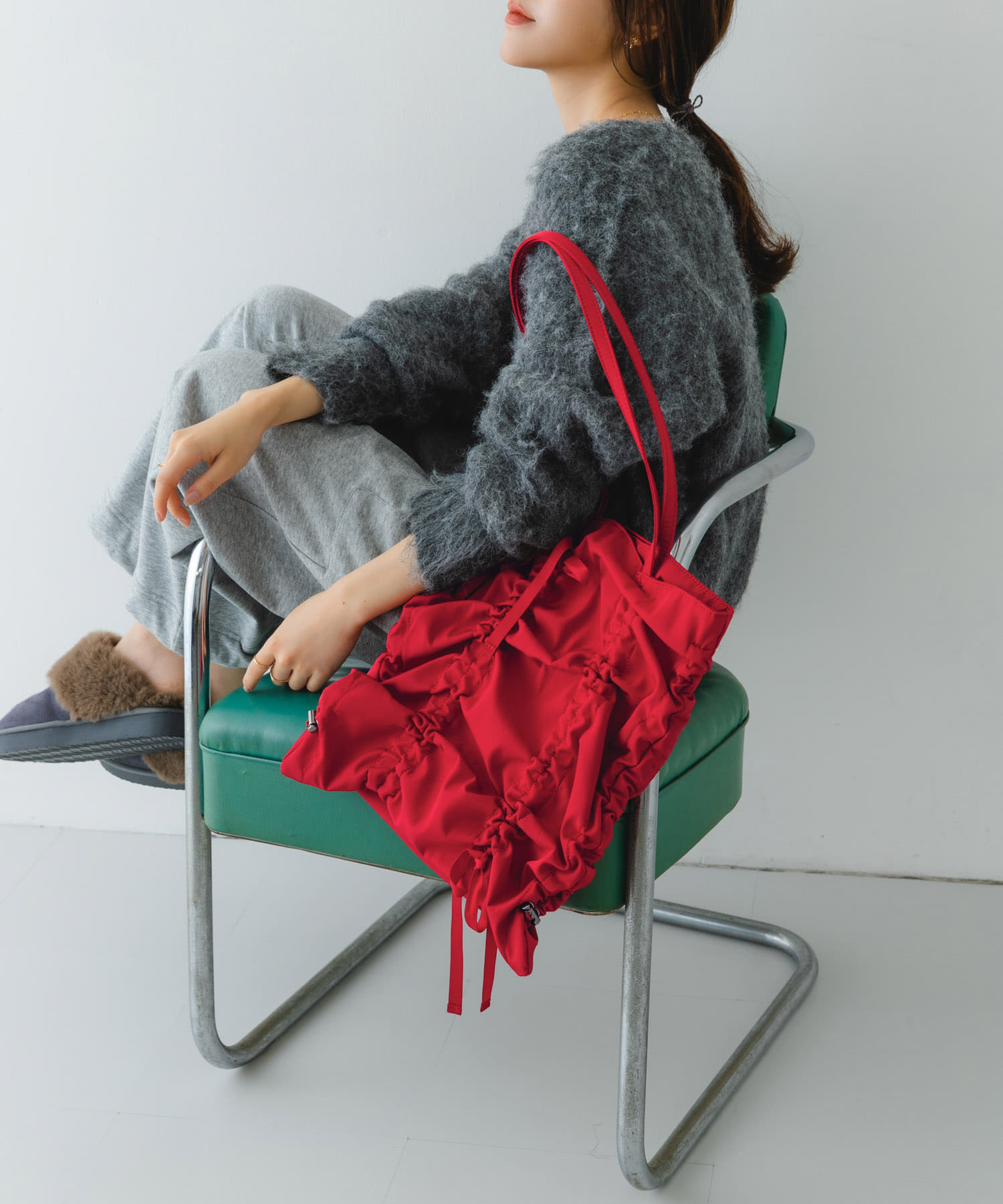 リボンギャザートートバッグ