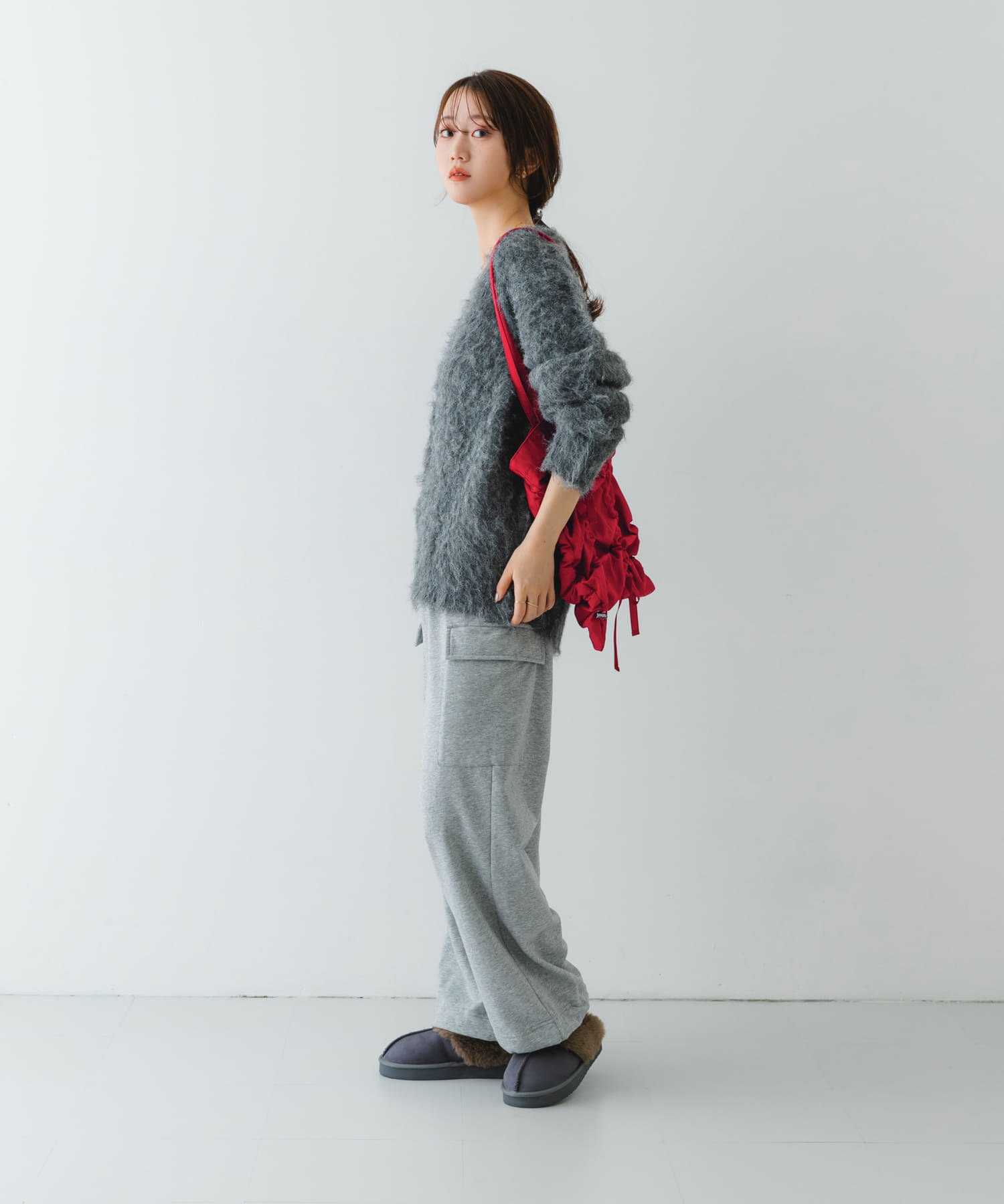 リボンギャザートートバッグ RED one