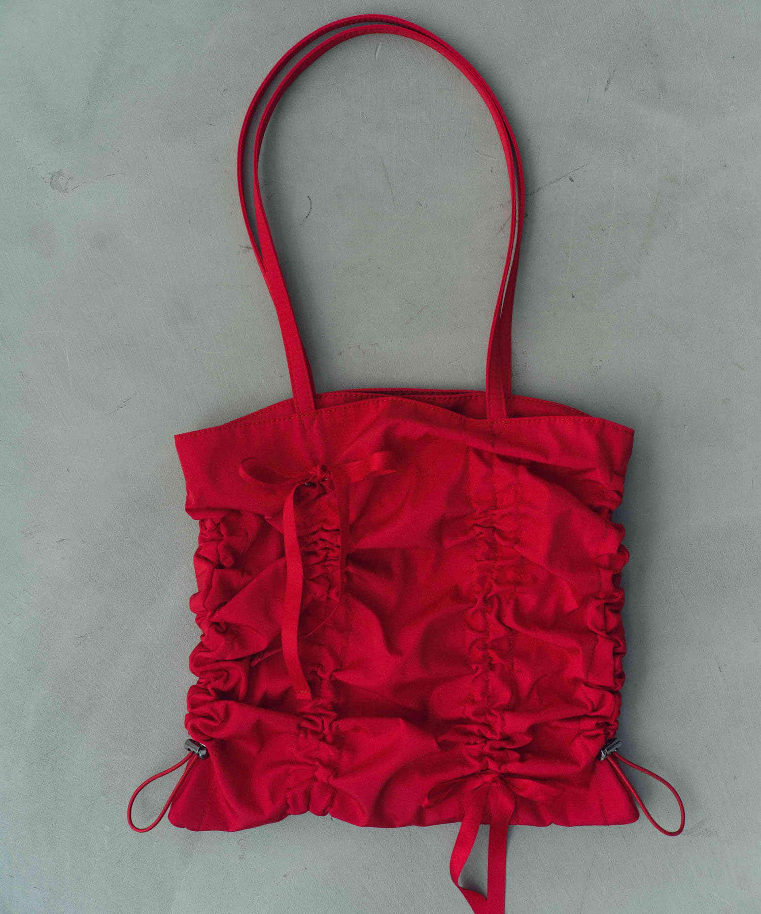 リボンギャザートートバッグ RED one