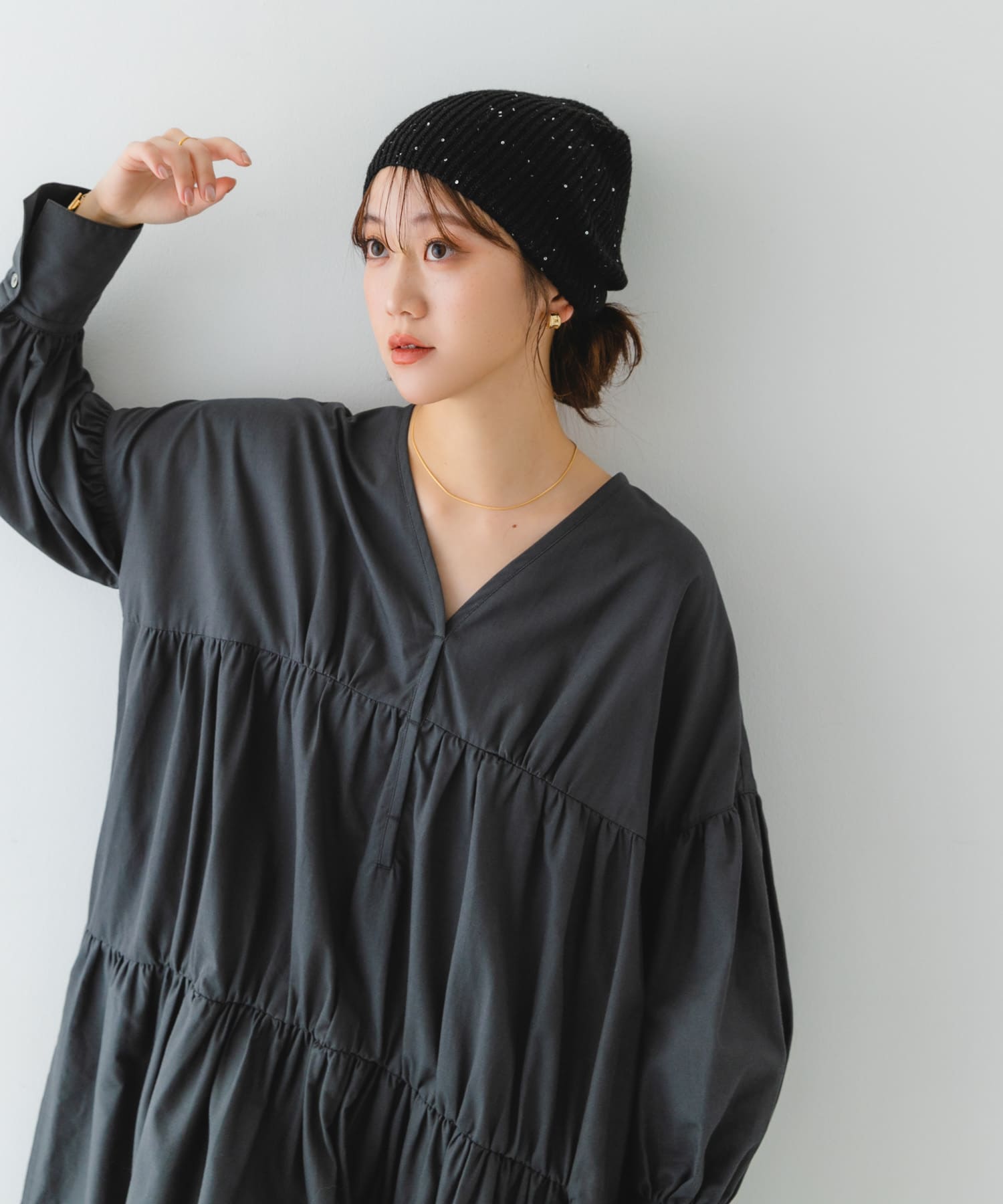 スパンコールニットワッチ BLACK one