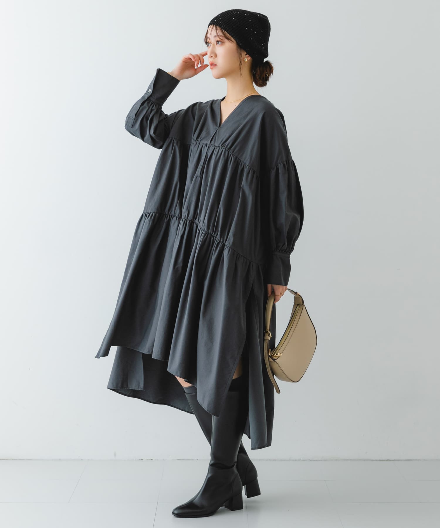 スパンコールニットワッチ BLACK one