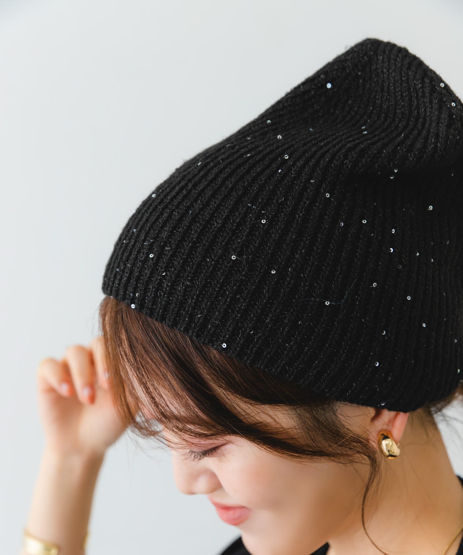 スパンコールニットワッチ BLACK one