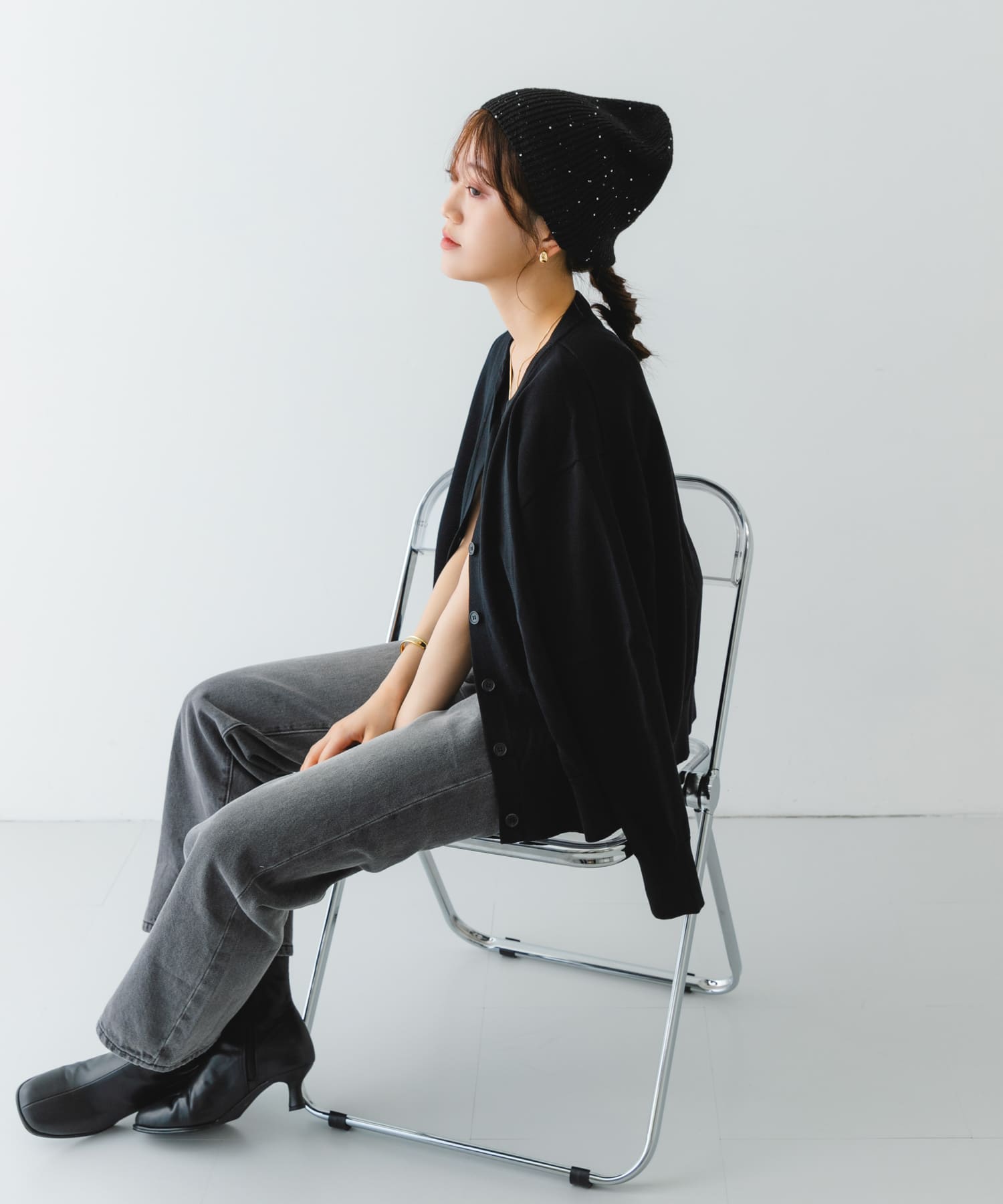 スパンコールニットワッチ BLACK one