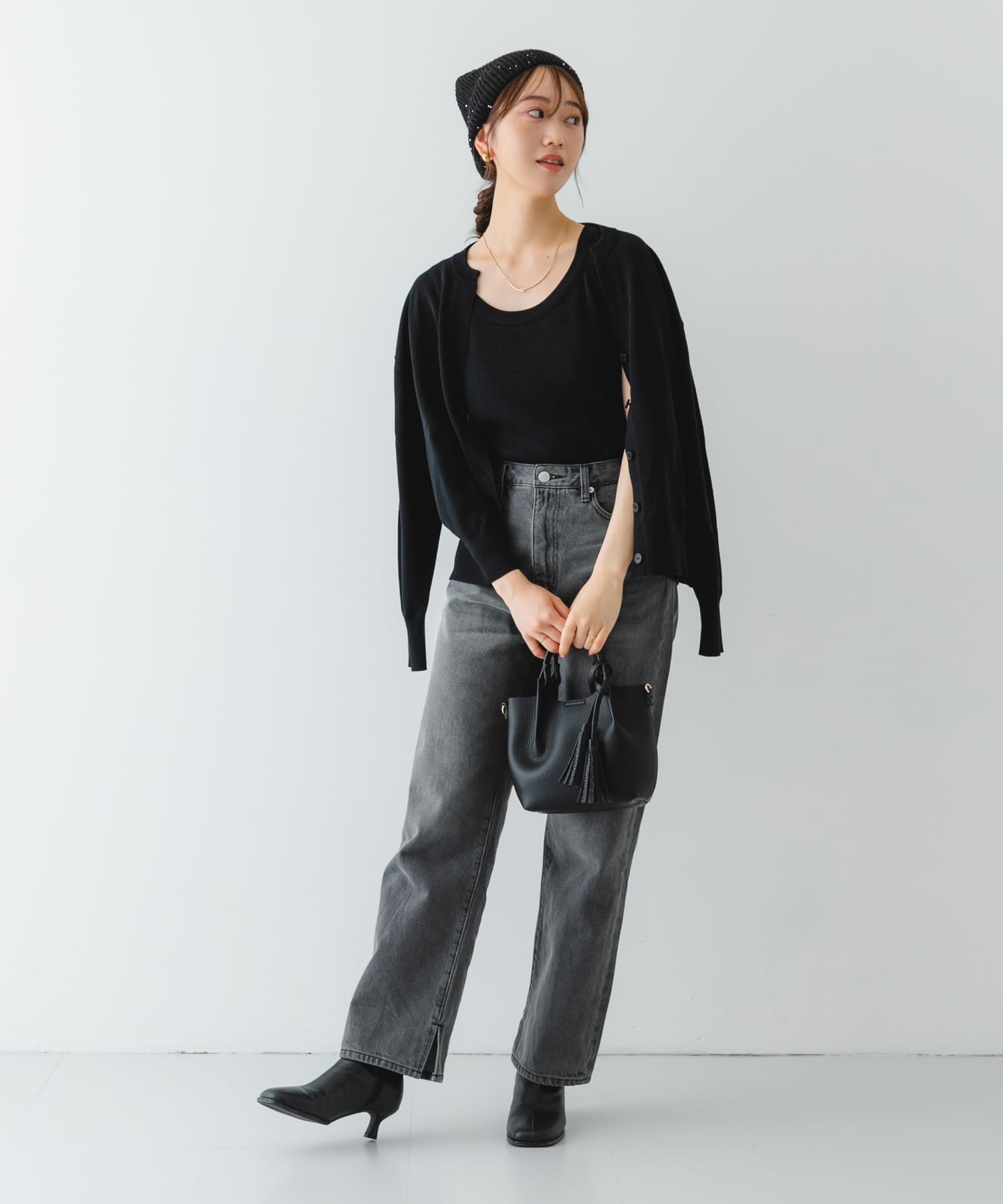 スパンコールニットワッチ BLACK one