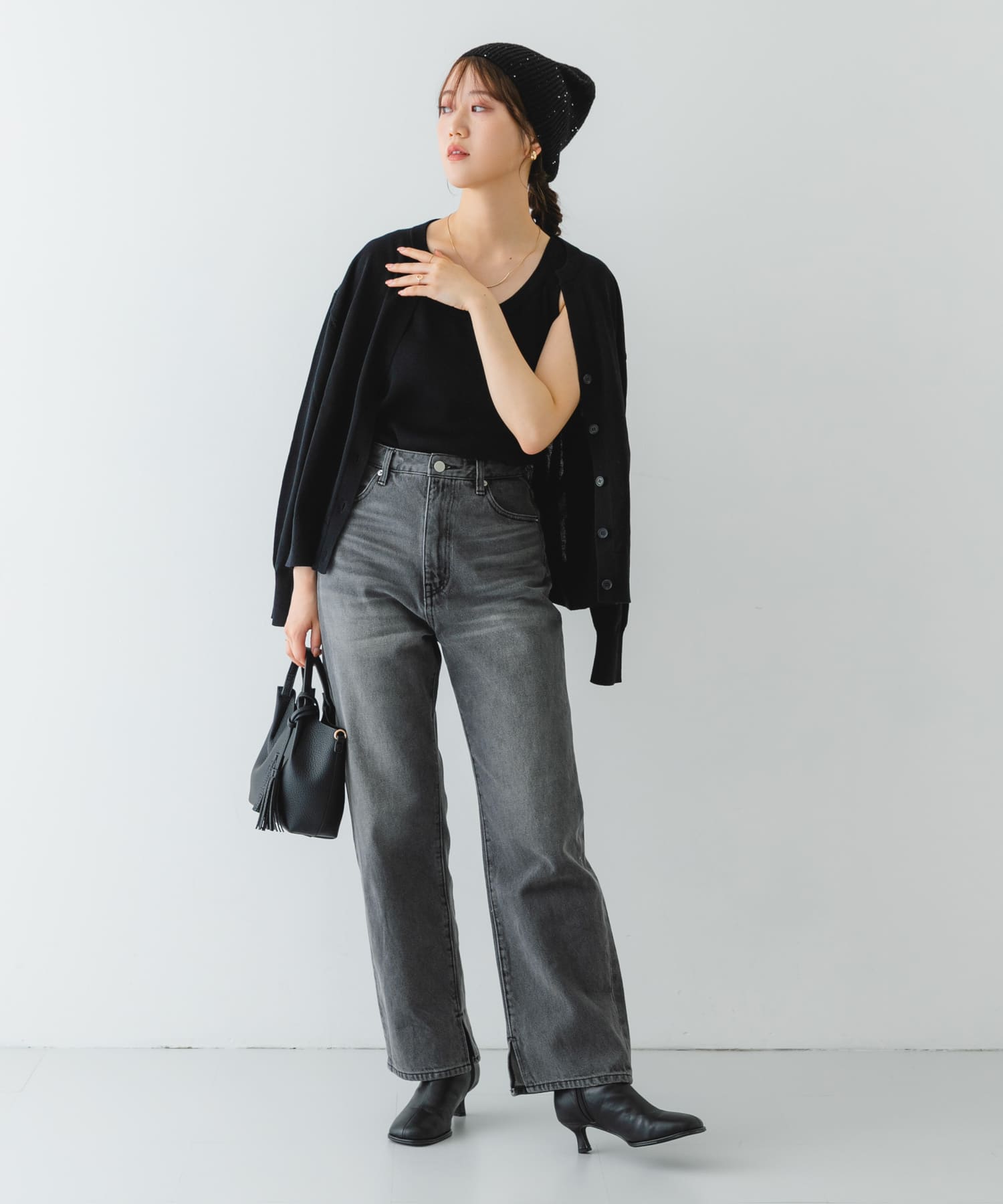 スパンコールニットワッチ BLACK one