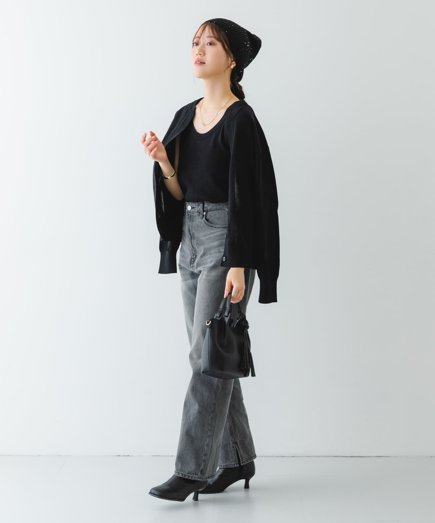 スパンコールニットワッチ BLACK one