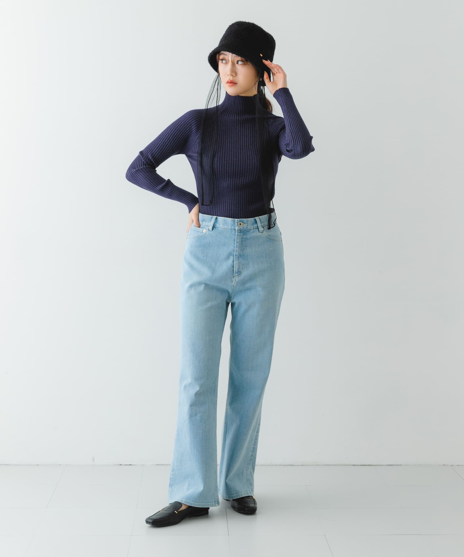 チュールリボンバケットハット BLACK FREE