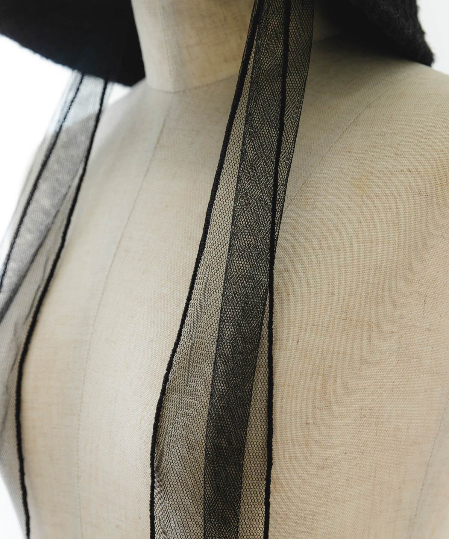 チュールリボンバケットハット BLACK FREE