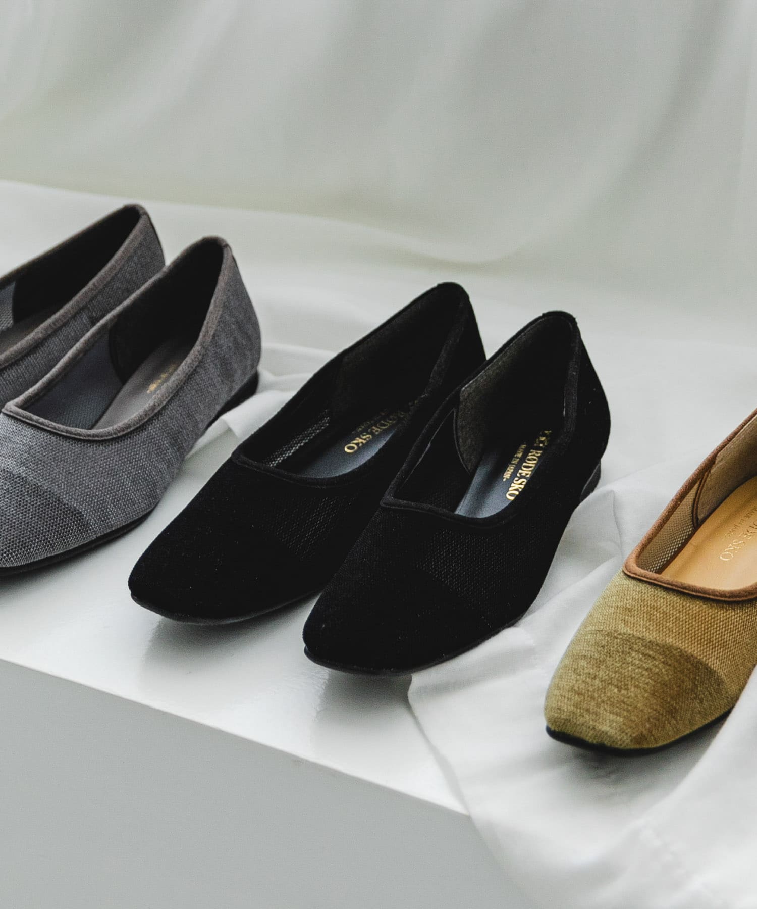 『MADE IN JAPAN』スクエアベロアメッシュフラット BLACK 36
