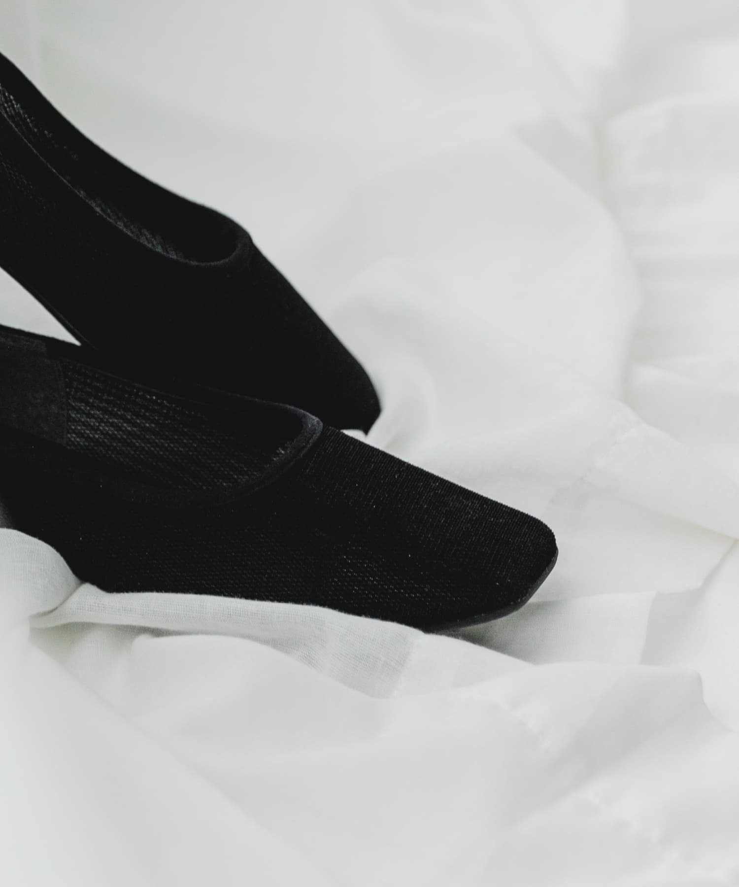『MADE IN JAPAN』スクエアベロアメッシュフラット BLACK 36