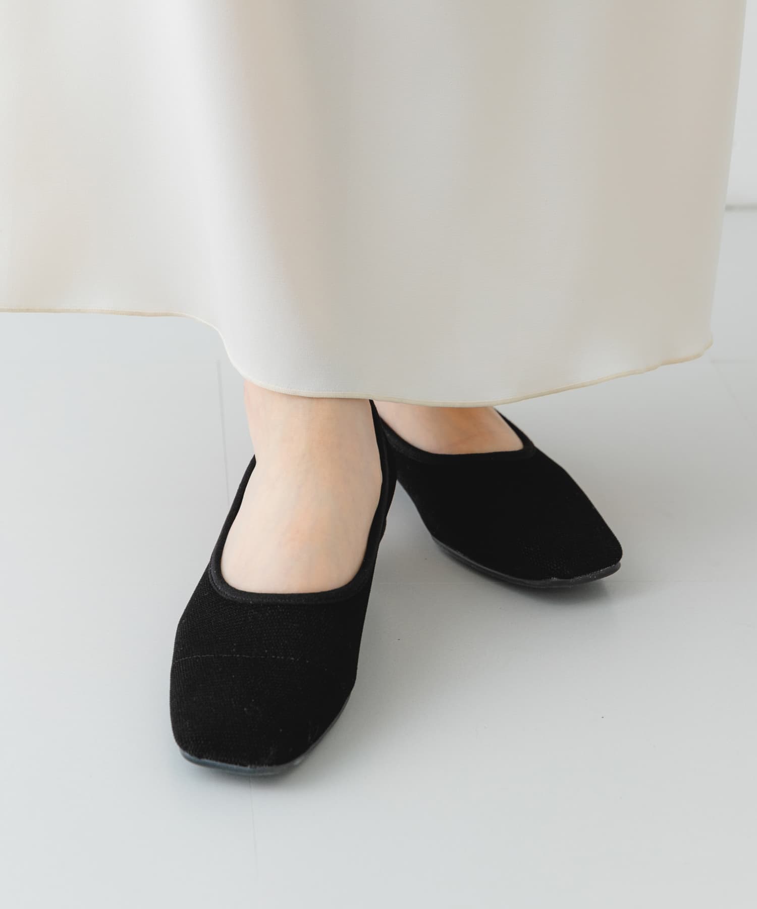 『MADE IN JAPAN』スクエアベロアメッシュフラット BLACK 36