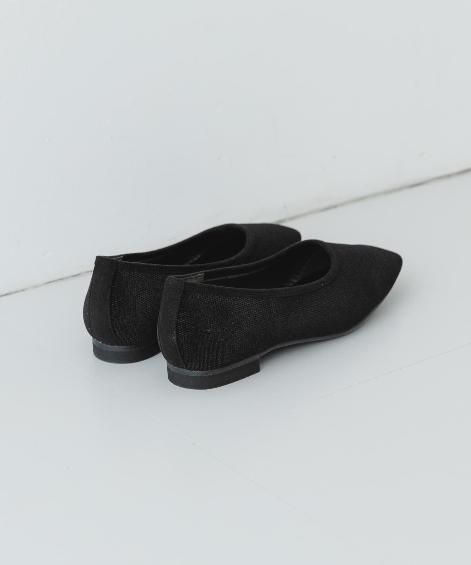 『MADE IN JAPAN』スクエアベロアメッシュフラット BLACK 38