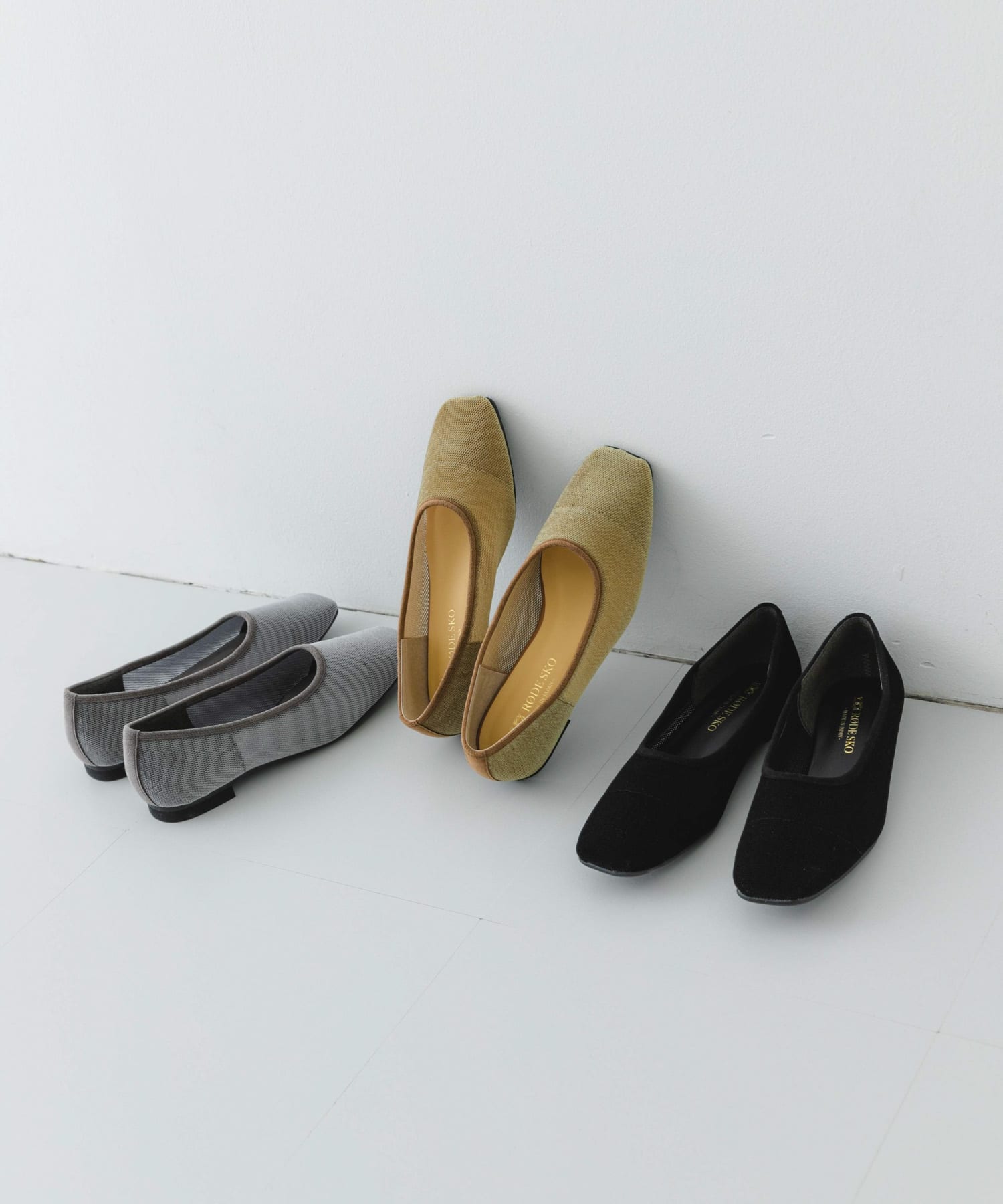 『MADE IN JAPAN』スクエアベロアメッシュフラット BLACK 38