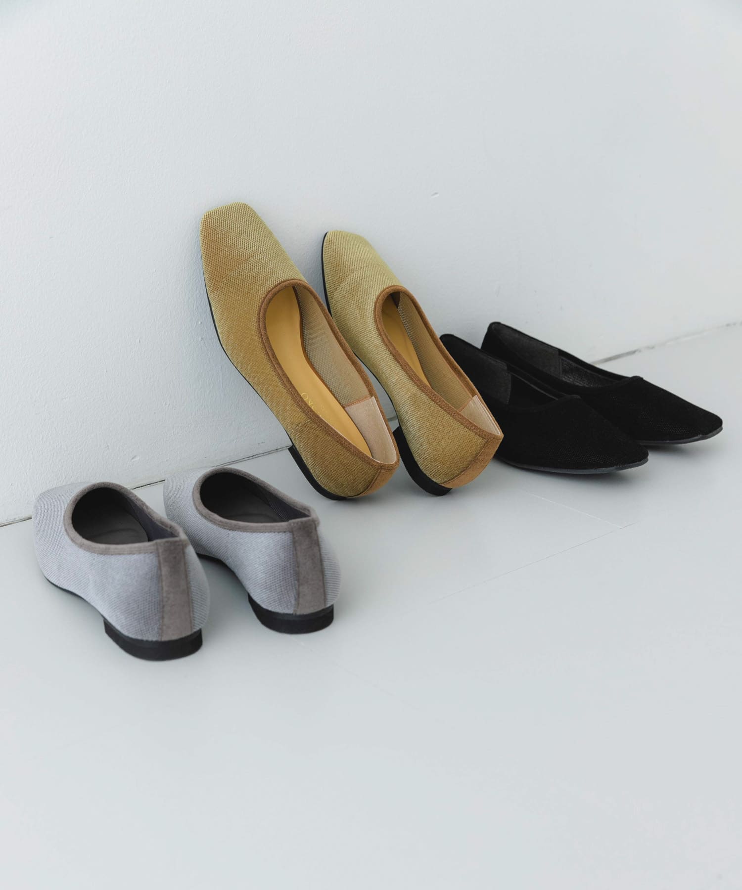 『MADE IN JAPAN』スクエアベロアメッシュフラット BLACK 38