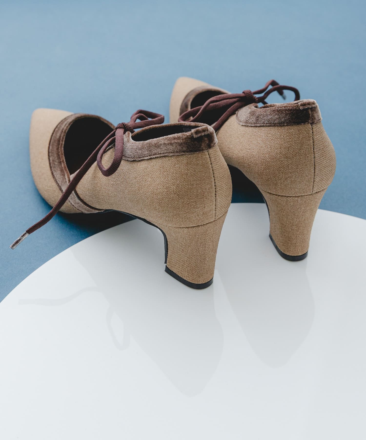 『MADE IN JAPAN』チャンキーヒールリボンパンプス MOCHAxBRN 37