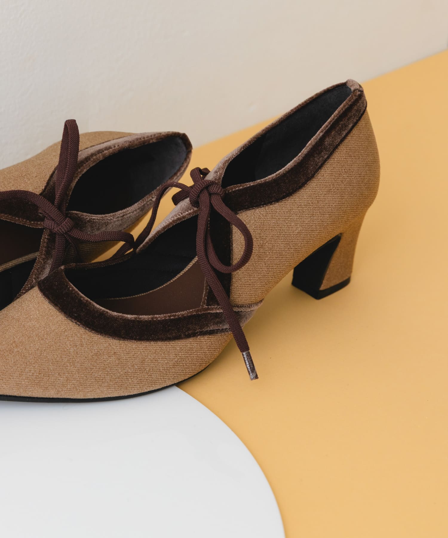 『MADE IN JAPAN』チャンキーヒールリボンパンプス MOCHAxBRN 37