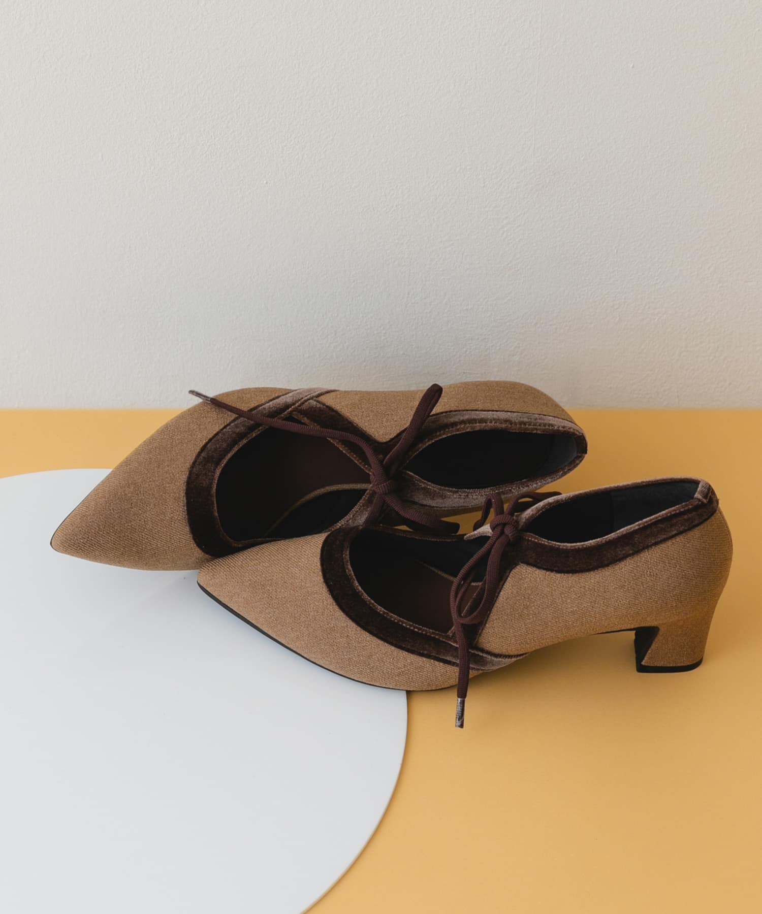 『MADE IN JAPAN』チャンキーヒールリボンパンプス MOCHAxBRN 37