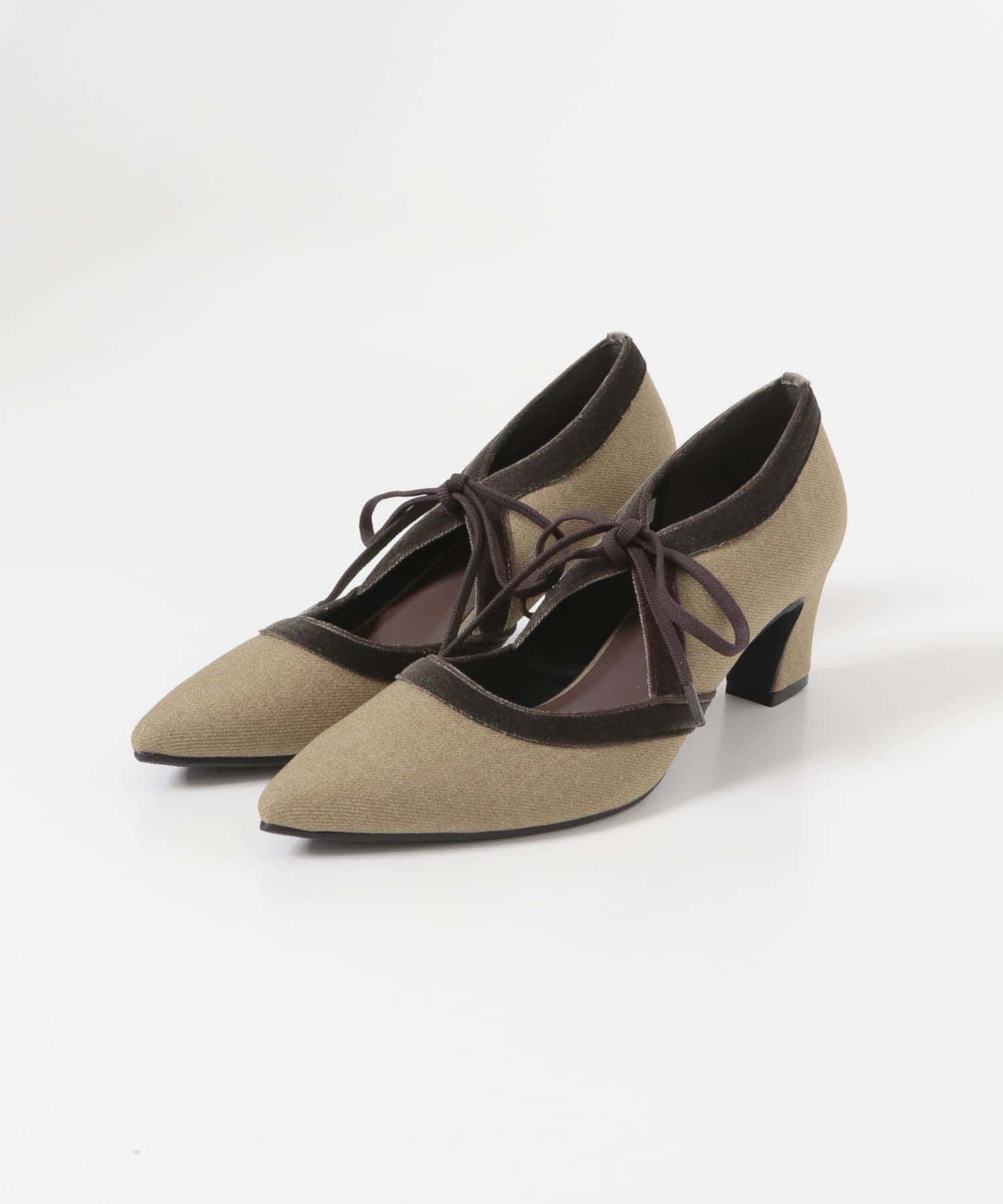 『MADE IN JAPAN』チャンキーヒールリボンパンプス MOCHAxBRN 36