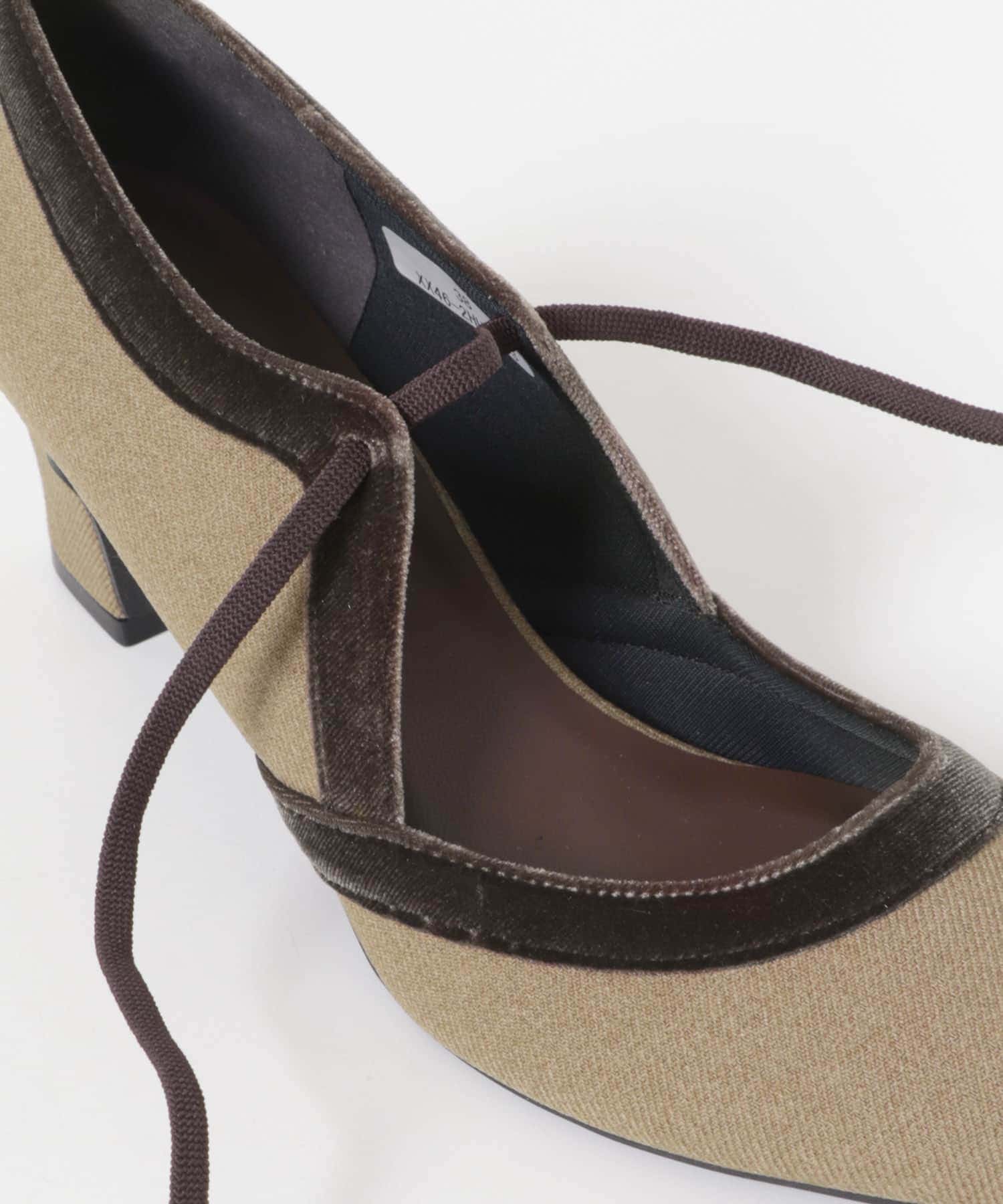 『MADE IN JAPAN』チャンキーヒールリボンパンプス MOCHAxBRN 36