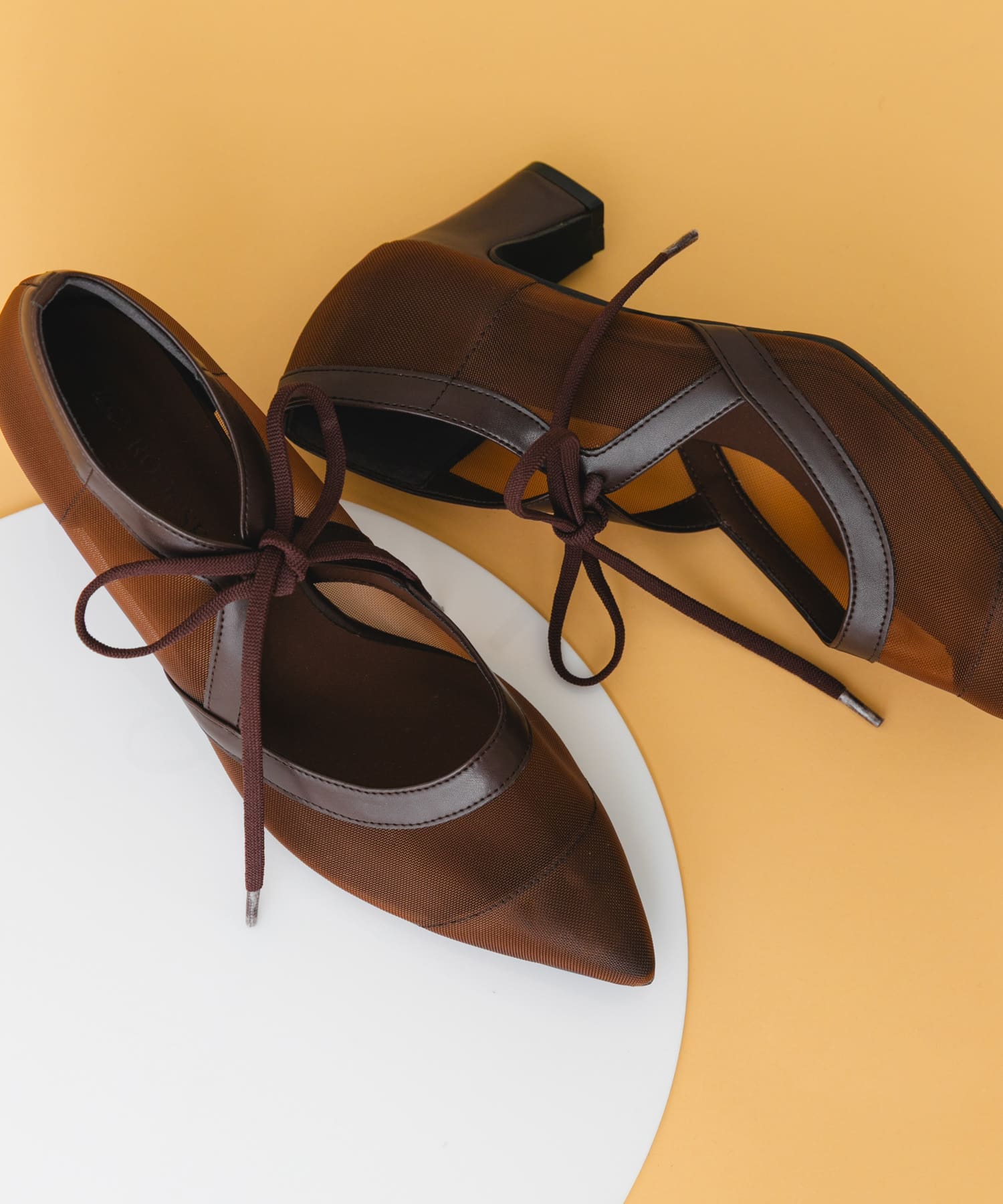 『MADE IN JAPAN』チャンキーヒールリボンパンプス BRNシアー 37