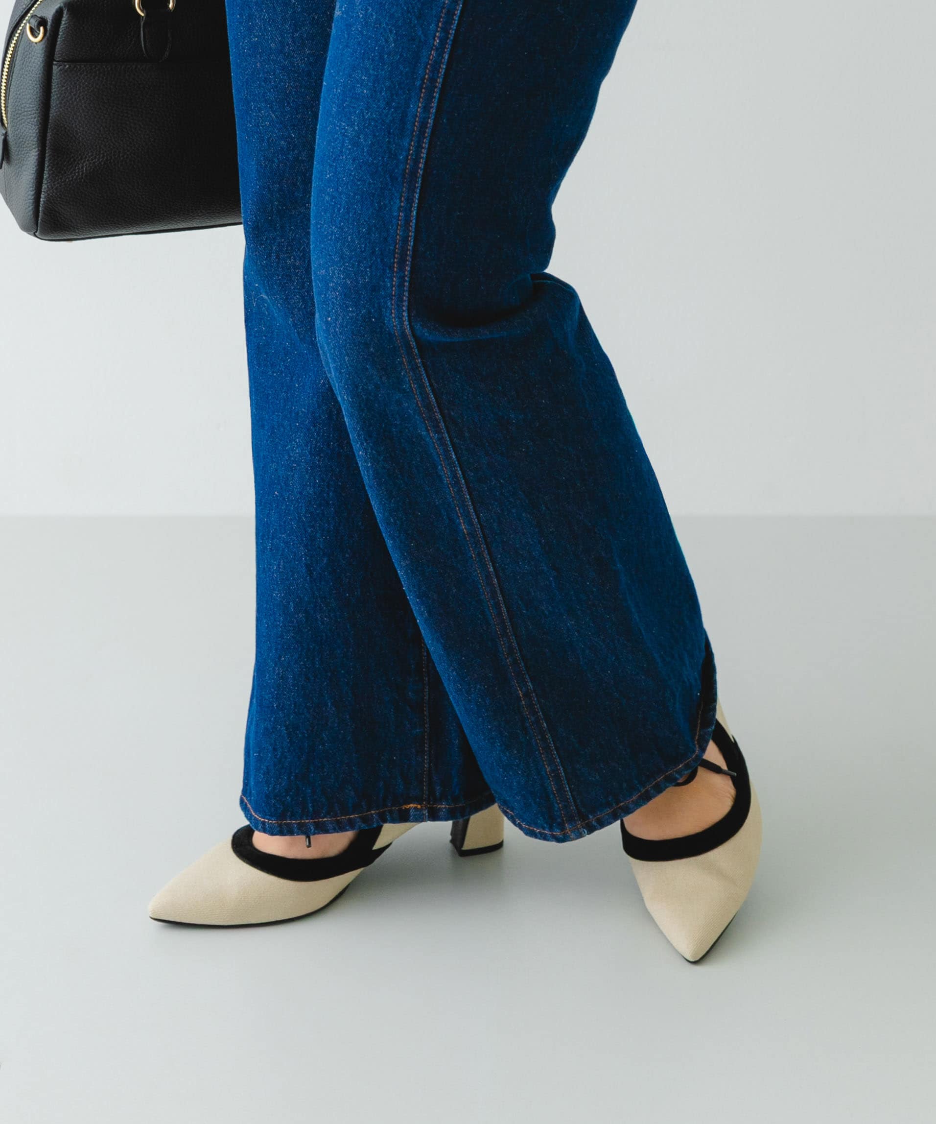 『MADE IN JAPAN』チャンキーヒールリボンパンプス OFFxBLK 36