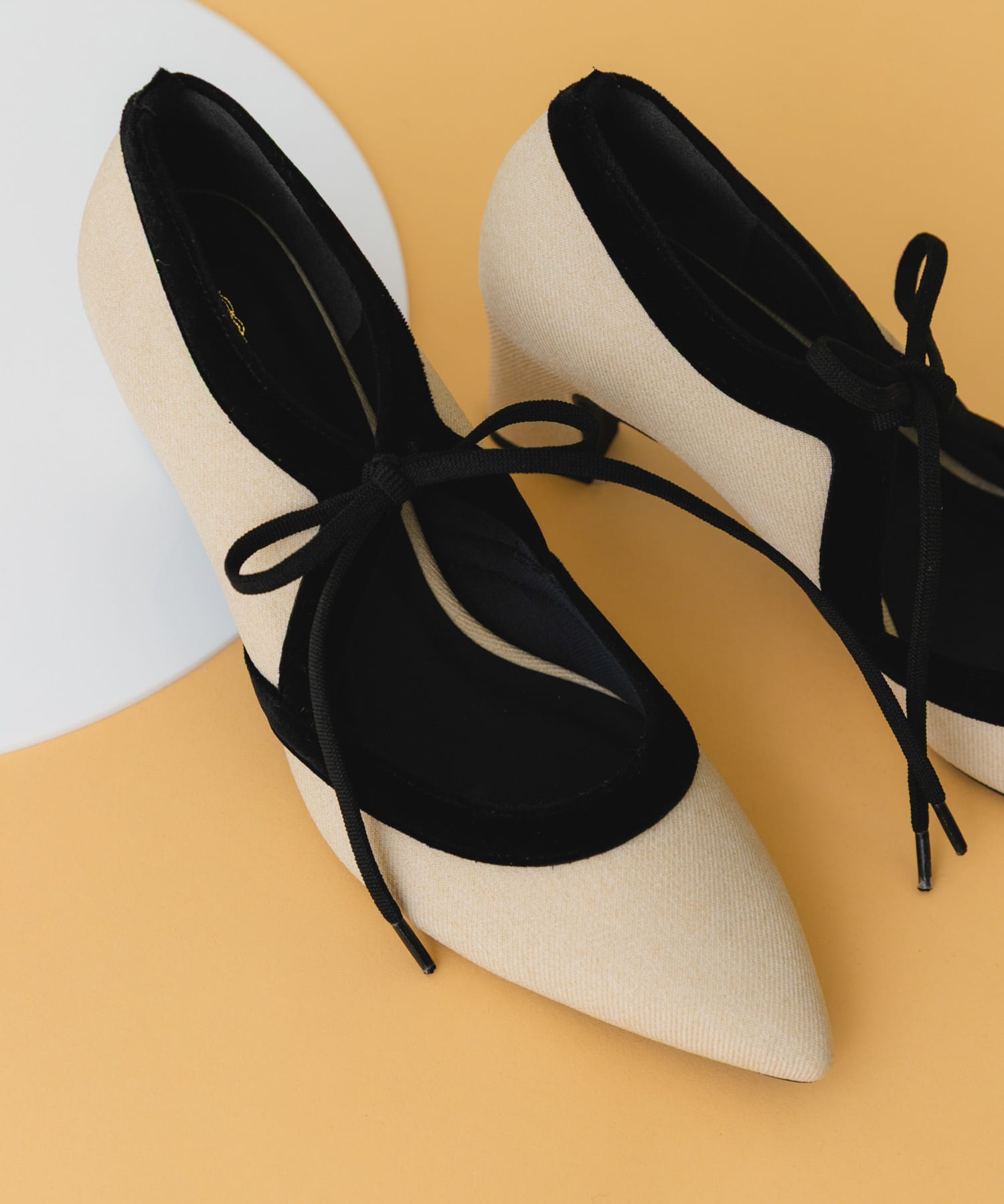 『MADE IN JAPAN』チャンキーヒールリボンパンプス OFFxBLK 37