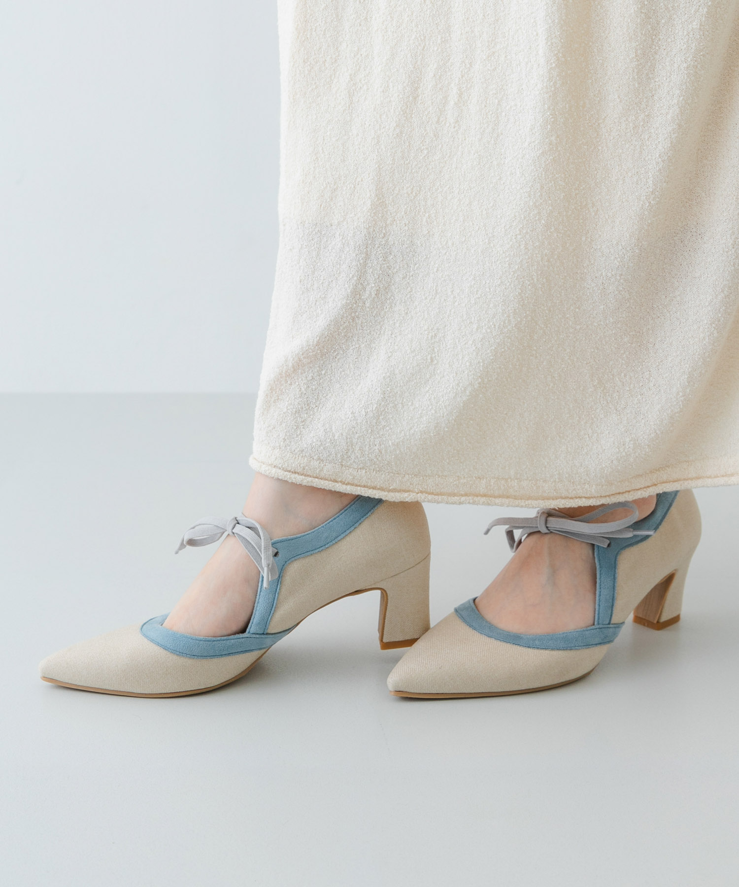 『MADE IN JAPAN』チャンキーヒールリボンパンプス