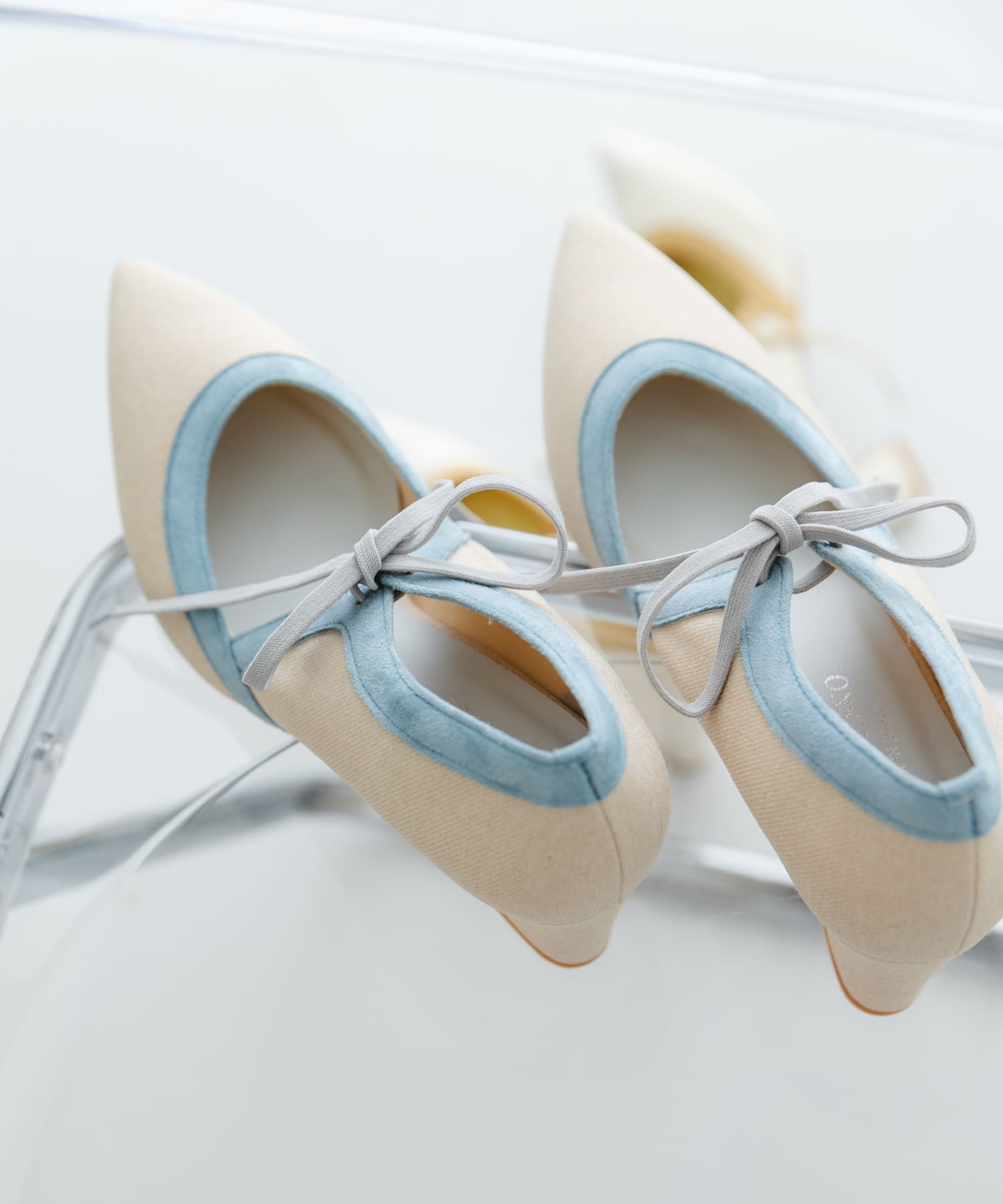 『MADE IN JAPAN』チャンキーヒールリボンパンプス SAX 36