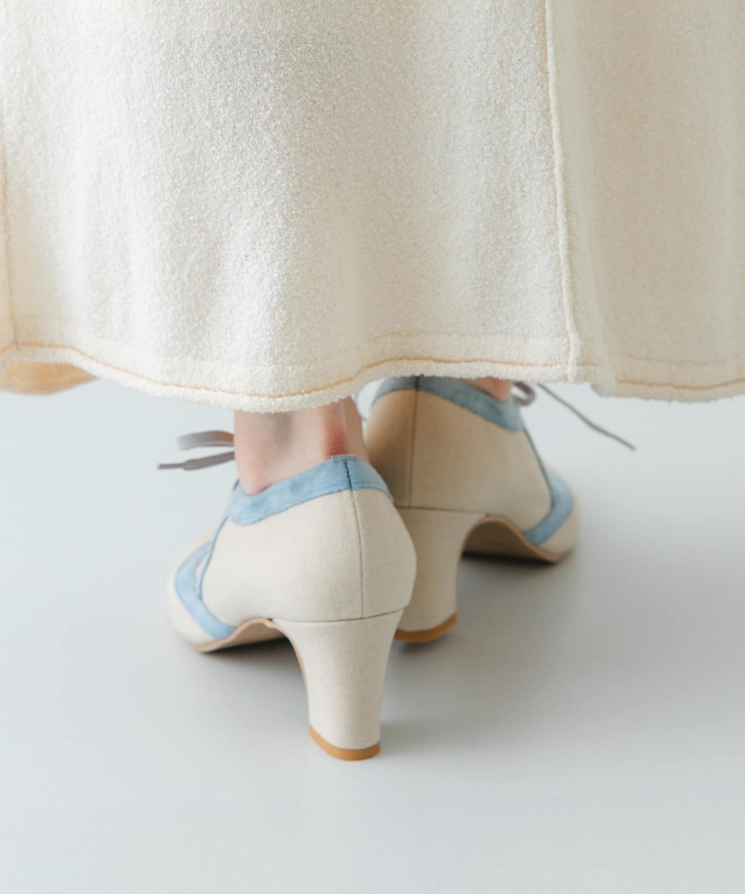 『MADE IN JAPAN』チャンキーヒールリボンパンプス SAX 36