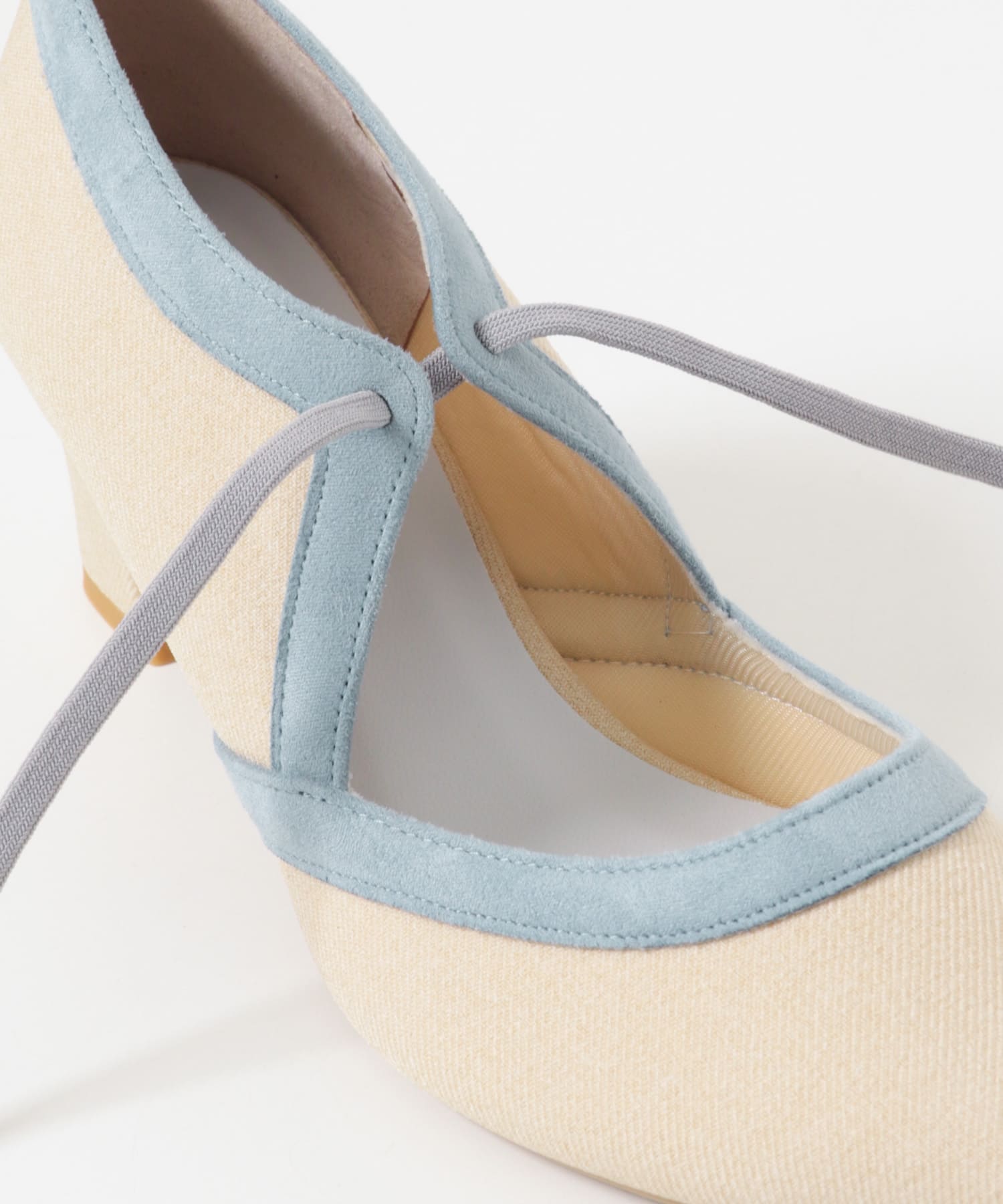 『MADE IN JAPAN』チャンキーヒールリボンパンプス SAX 36