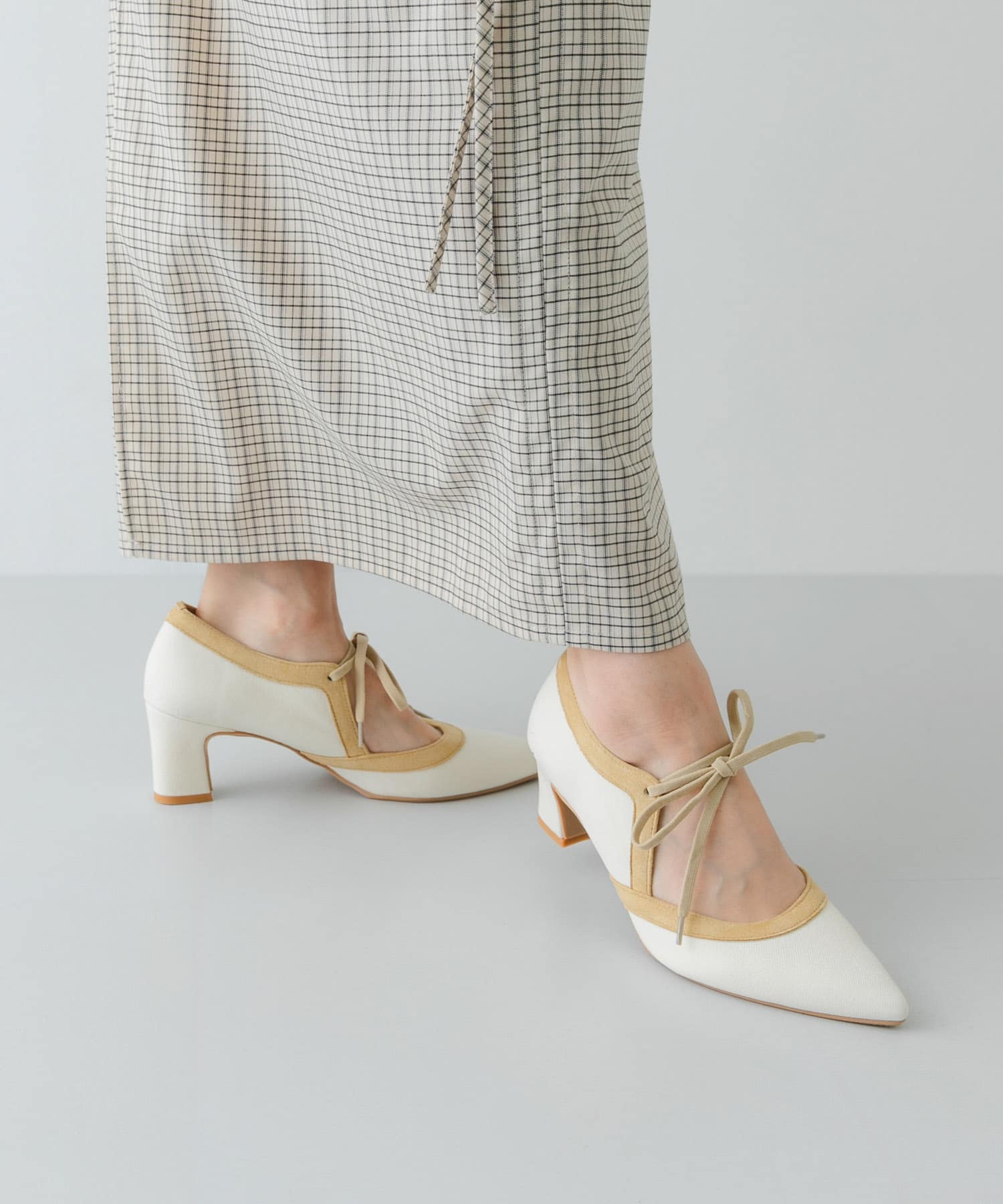 『MADE IN JAPAN』チャンキーヒールリボンパンプス EGG 36